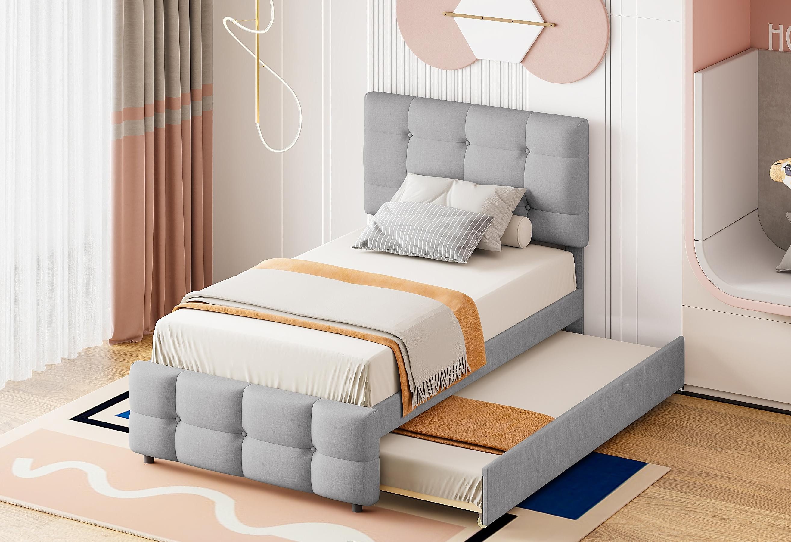 LVHOM Polsterbett 90x200cm mit Ausziehbett/Stauraum günstig online kaufen