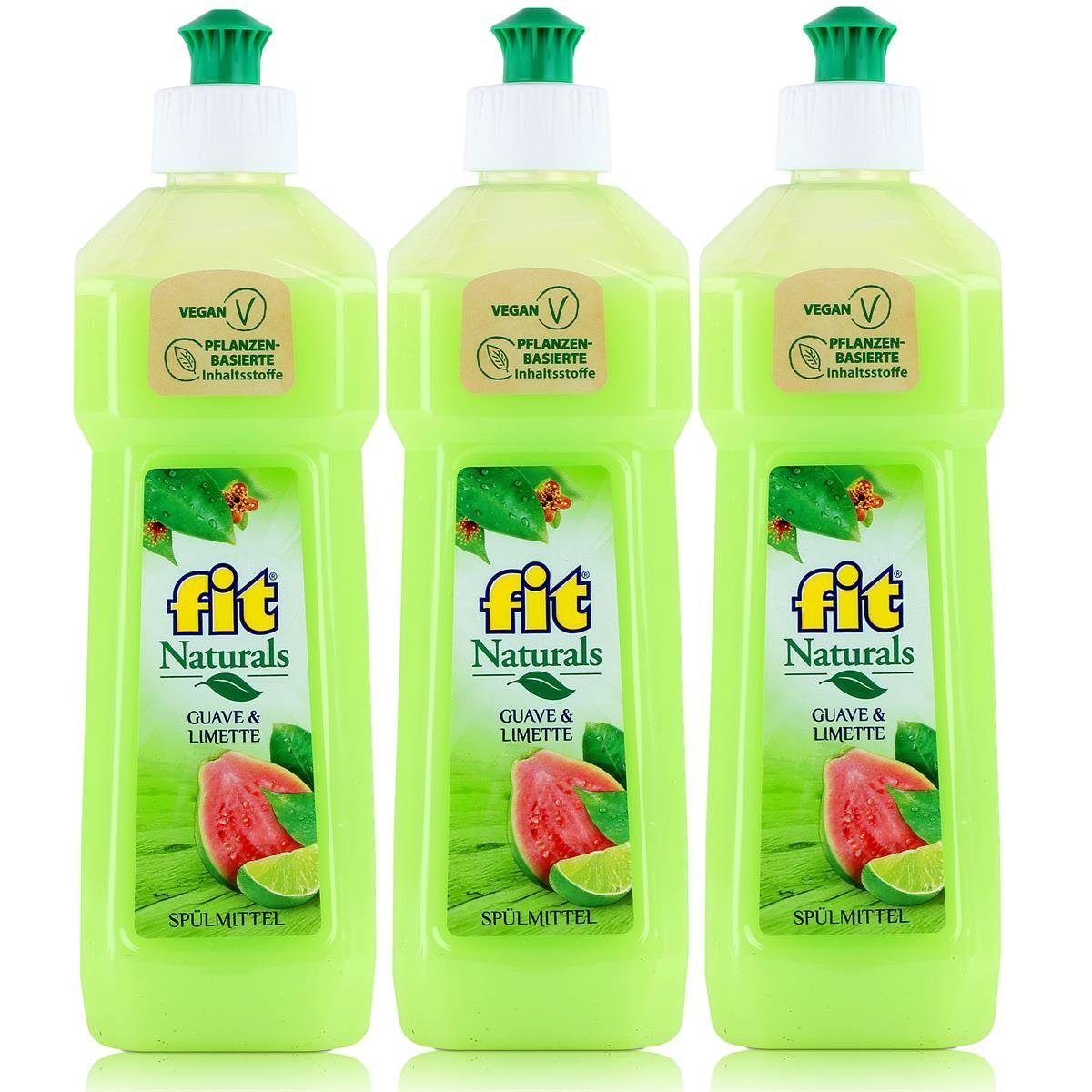 fit Spülmittel Guave & Limette 500ml - Schont die Hände (3er Pack) Geschirrspülmittel