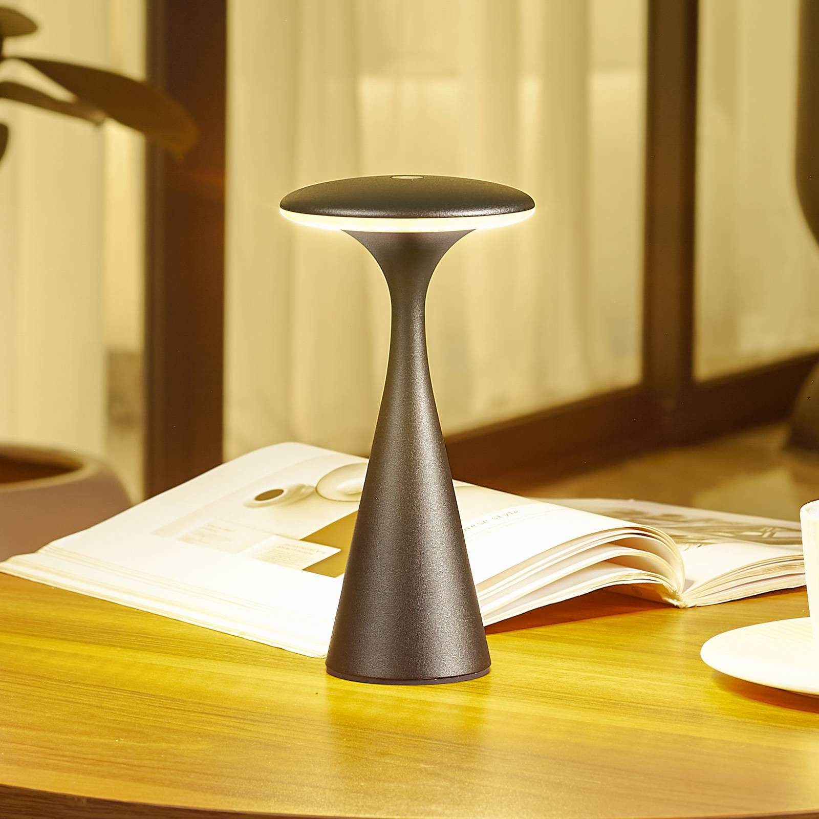 Lindby Tischleuchte Evelen, LED, Kunststoff Schwarz warmweiß IP54, LED 1,5 günstig online kaufen