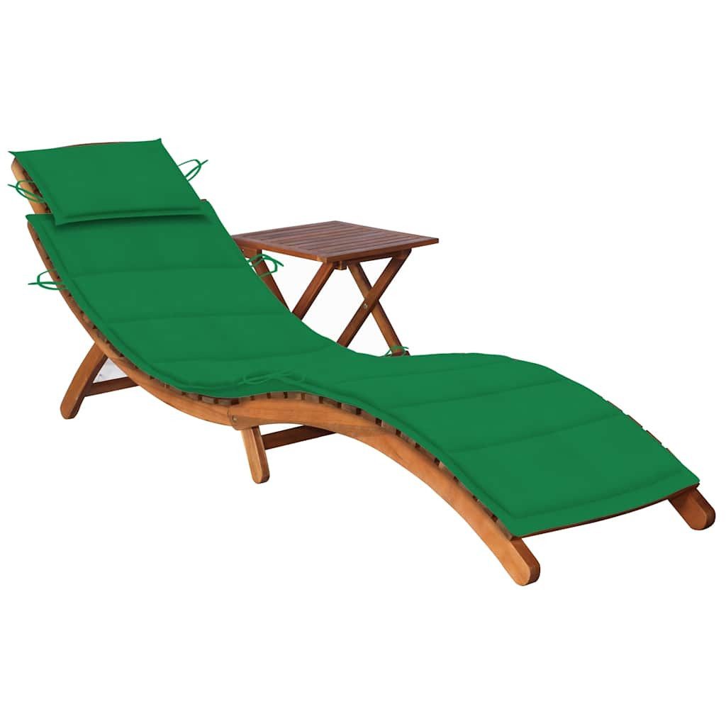 vidaXL Gartenliege Sonnenliege mit Tisch und Auflage Massivholz, 1 St.