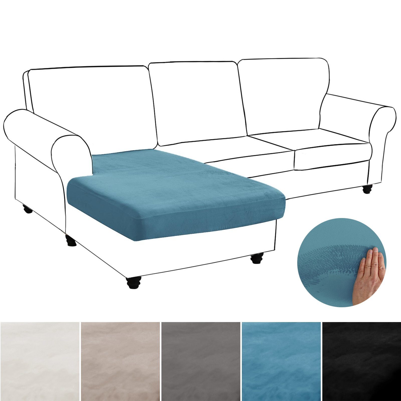 Dicke Sofabezug Form,Sofa überzug, Futonbezug,Stretch überzug,Samt Slipcover,3/4 BTTO, Pfauenblau sitzer Sofabezug L Sofahusse Sofa Couch Abdeckung