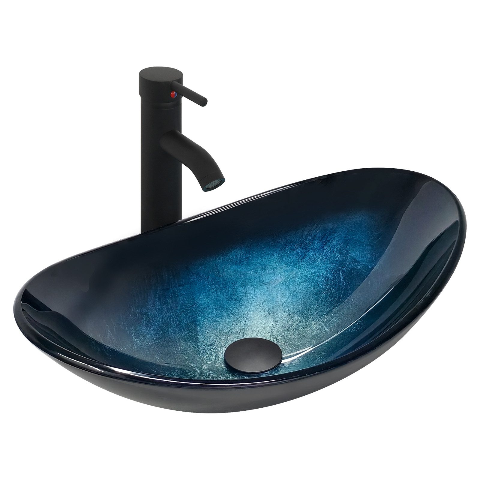 Puluomis Aufsatzwaschbecken Waschbecken Set mit Wasserhahn und Ablaufgarnit günstig online kaufen