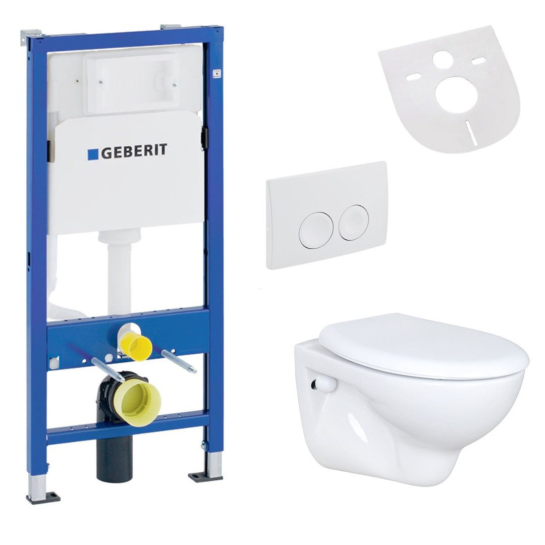 Belvit Tiefspül-WC UP100-UNI-SET, Belvit Wand WC Set Weiß mit Softclose WC Sitz und Geberit UP100