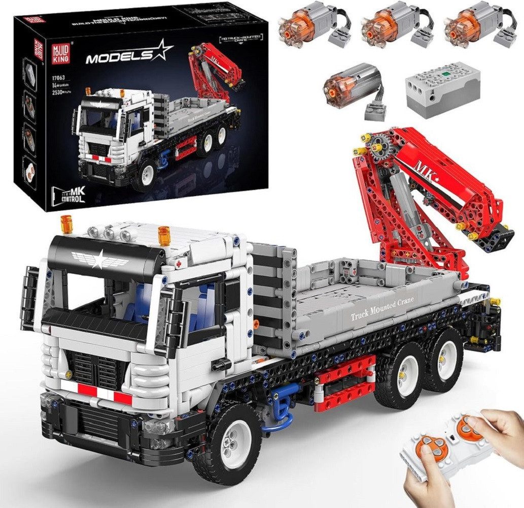 Mould King 17063 Ferngesteuerter Kran LKW MOC Klemmbausteine 2530 Teile Konstruktionsspielsteine, (Set, 2530 St)