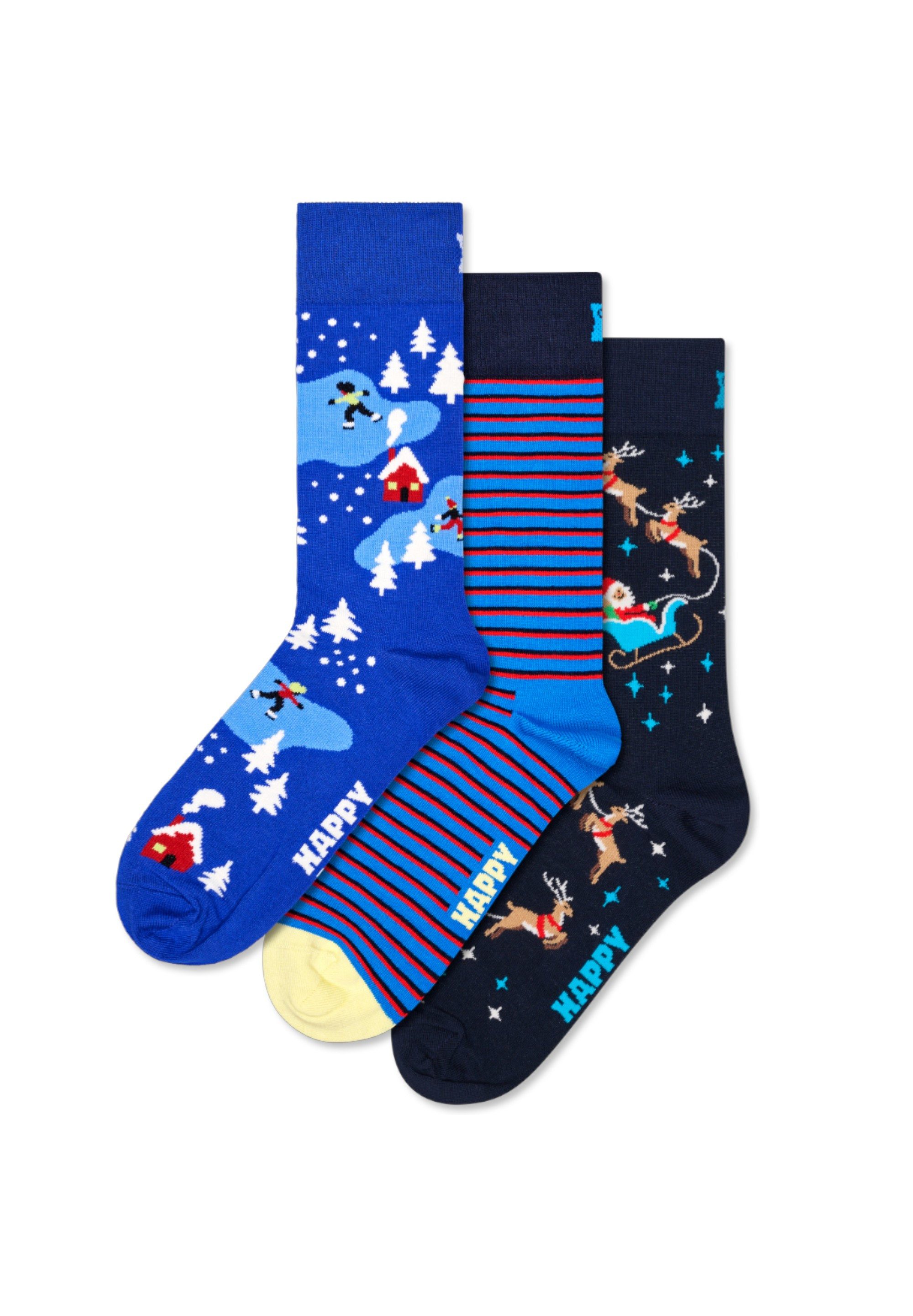 Happy Socks Basicsocken 3-Pack Holiday Navy Socks Gift Set Verstärkte Ferse günstig online kaufen