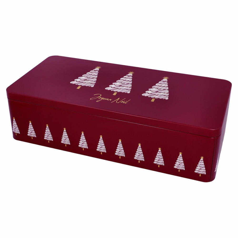 Birkmann Keksdose XXL Joyeux Noël Eckig mit Einteiler 42 x 20 cm, Weißblech, Aus lebensmittelechtem Weißblech