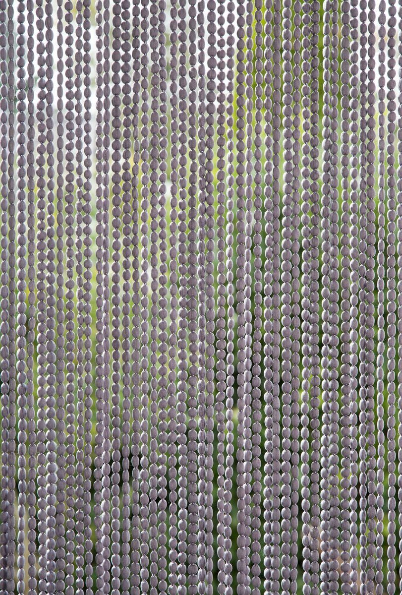 Decona - 90 blickdicht Bead Conacord grau, Stranganzahl 200 x Türvorhang Polyester halbtransparent, dank Perlenvorhang CONACORD, Ösen, hoher cm,