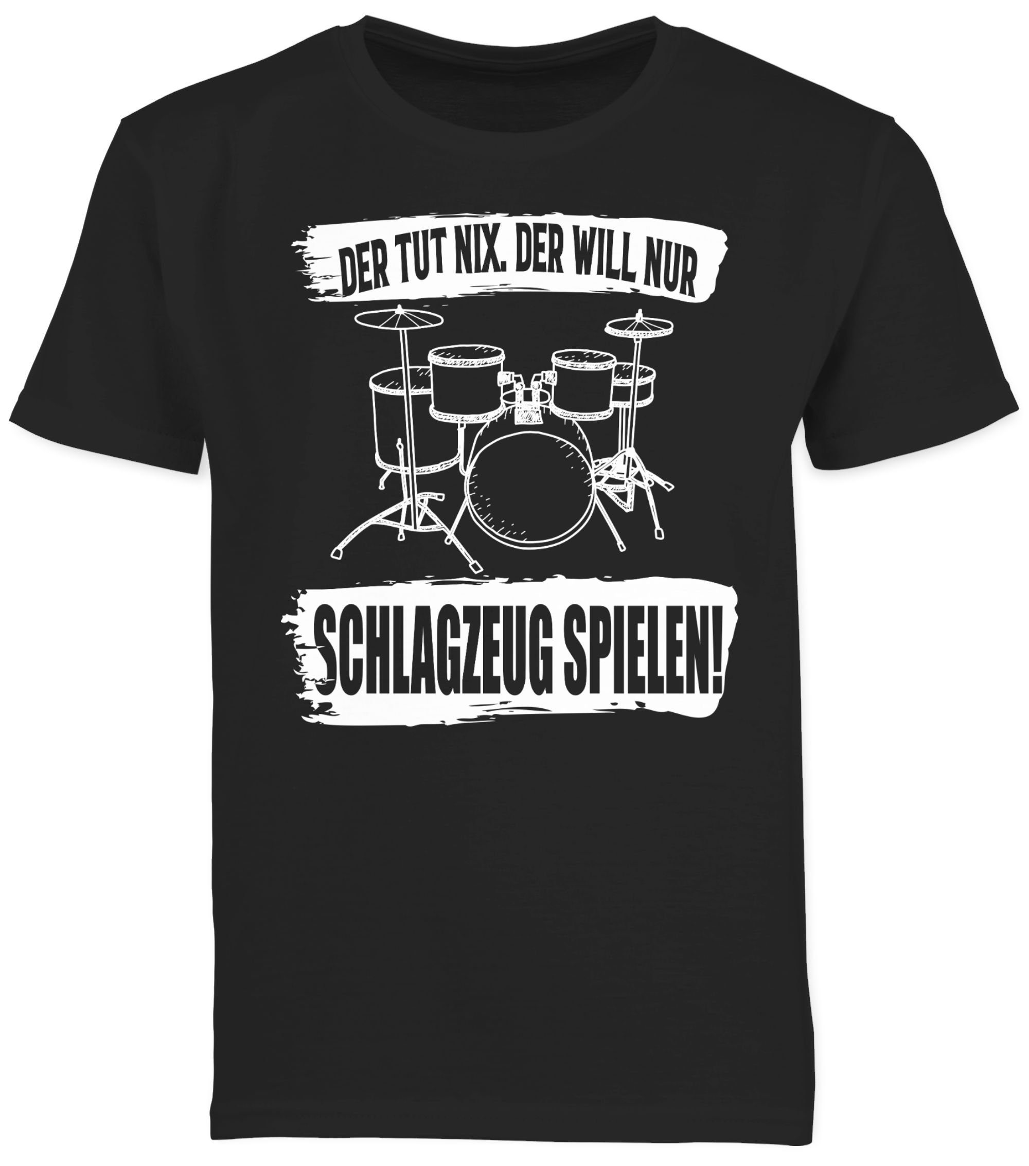 Schwarz 1 Der und Shirtracer will spielen. T-Shirt der Co Kinderkleidung nur tut nix. Schlagzeug