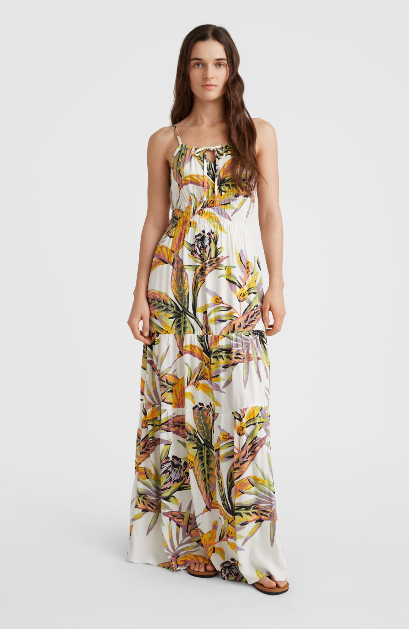 Tropical Dress Kleid Damen W White Maxi Flower O'Neill Sommerkleid Quorra Oneill