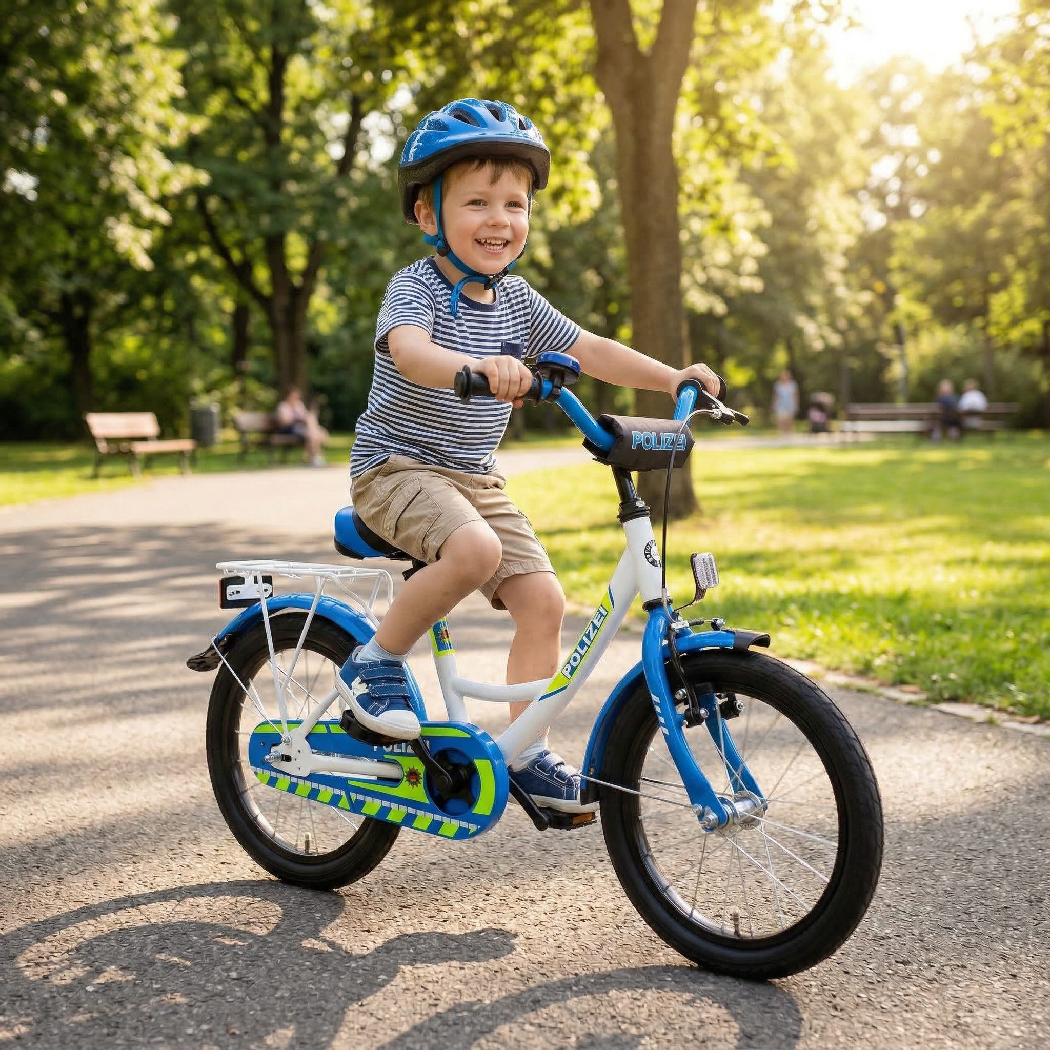 Bachtenkirch Kinderfahrrad Polizei 16 Zoll Fahrrad für Kinder ab 4 Jahre Polizeifahrrad, Sitzhöhe: 51 – 57 cm, Geeignet ab Innenbeinlänge: 50 cm