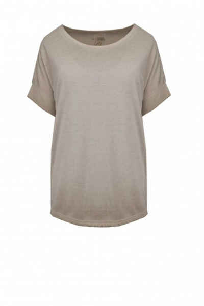 XOX T-Shirt XOX T-Shirt U-Boot Ausschnitt überschnitten, sand - Fair Trade, Shirt, Damenmode