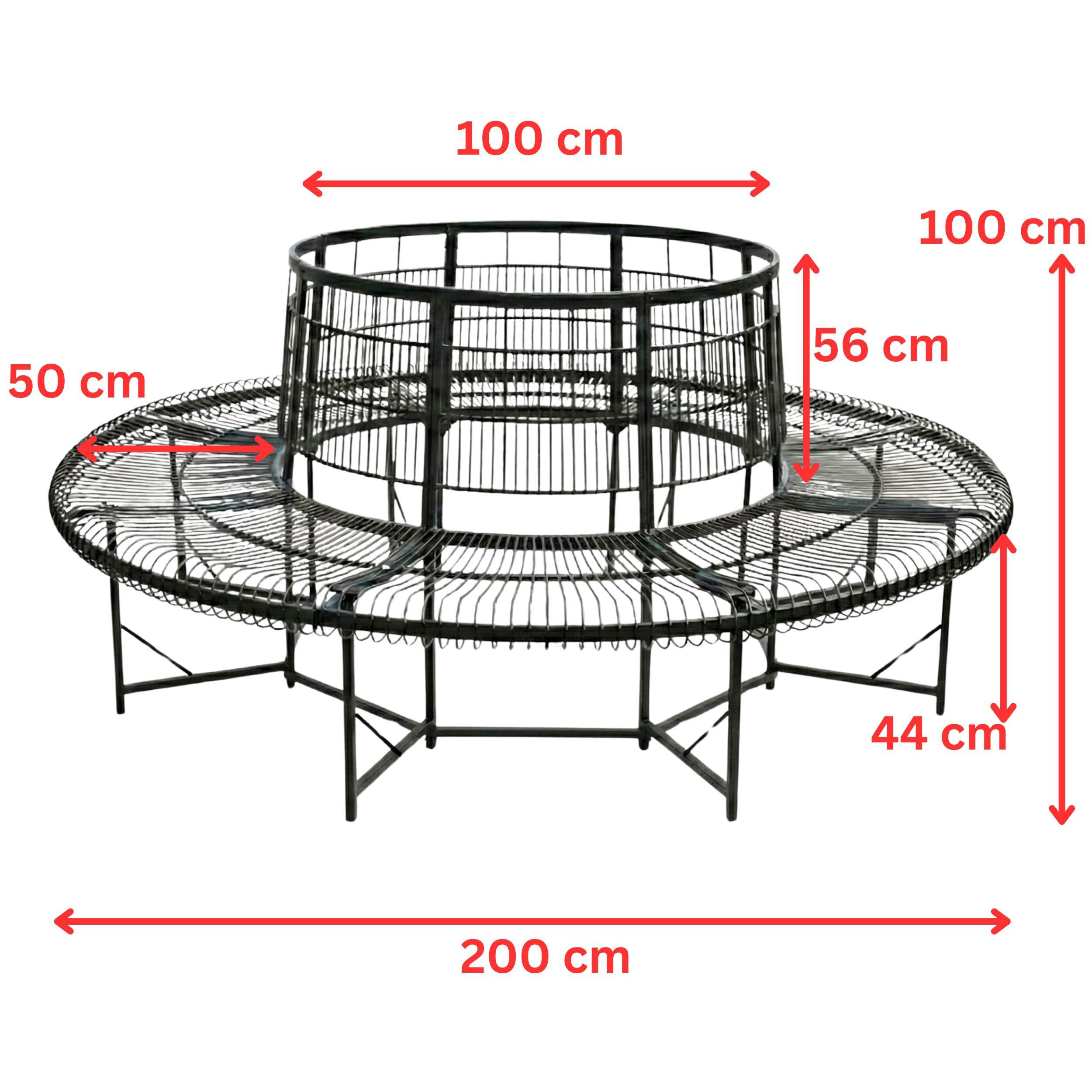 DanDiBo Rundbank Gartenbank Wetterfest Metall D-200cm 96723 Baumbank Sitzbank Parkbank