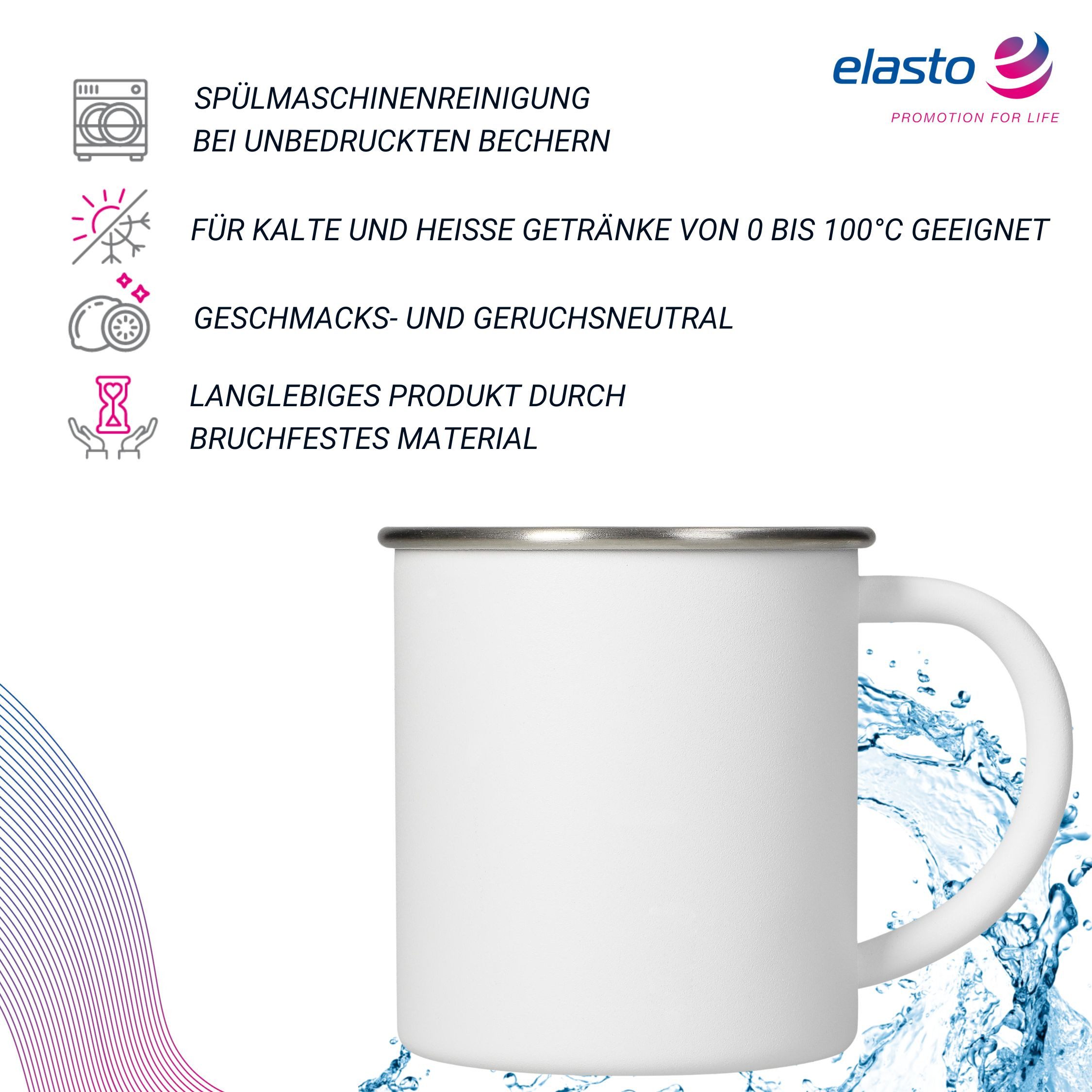 elasto Becher ADVENTURA Outdoor Trinkbecher aus Edelstahl 340ml BPA-frei, Kaffeebecher, Teetasse, camping Zubehör, Becher mit Henkel, robust