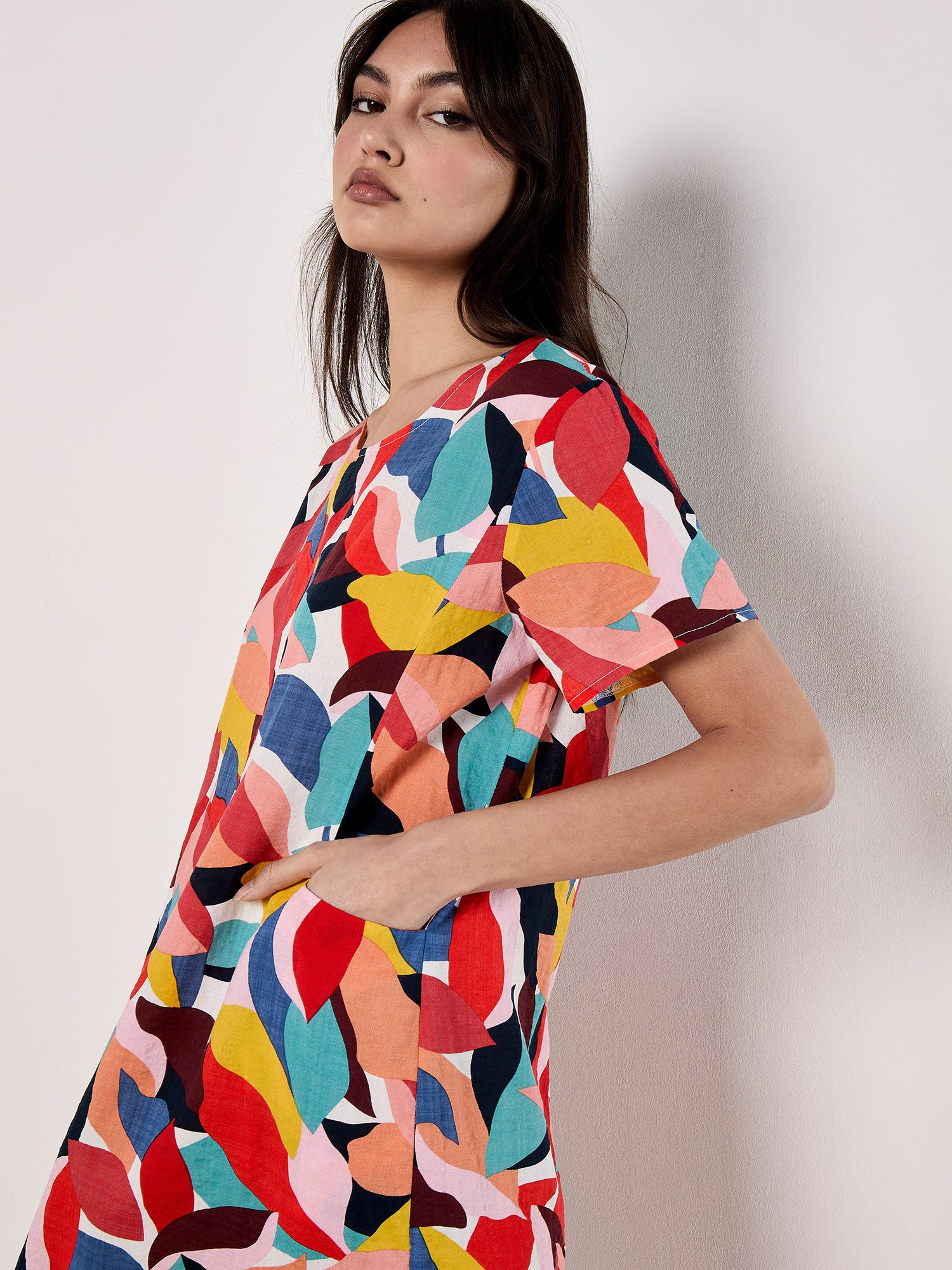 Apricot Minikleid Cocoon-Kleid mit Multicolor