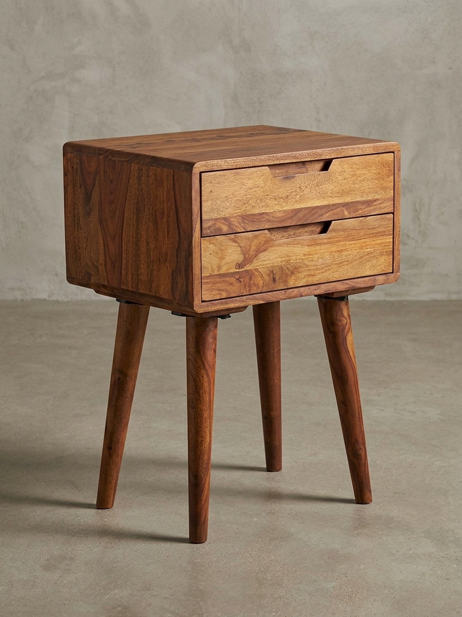 KADIMA DESIGN Nachttisch Nachtkonsole Massivholz, 2 Schubladen, Landhausstil, 47 x 66 x 36 cm (Bett Massiv-Holz Bett, Nachtschrank Modern Nachtkasten Braun), Boxspringbett, Nachtkästchen 2 Schubladen Landhausstil, Nachtkommode