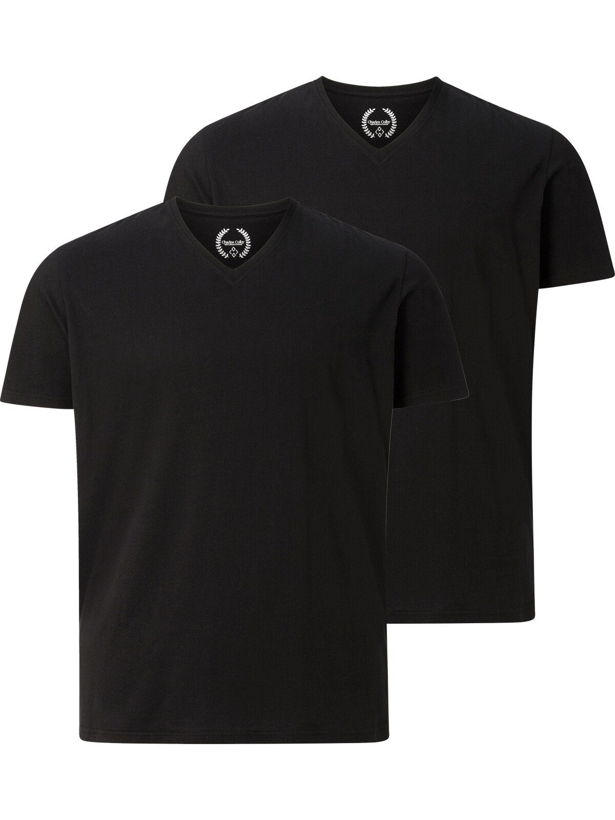 schwarz (2er-Pack) mit EARL Colby V-Neck T-Shirt MILLS schlicht Charles