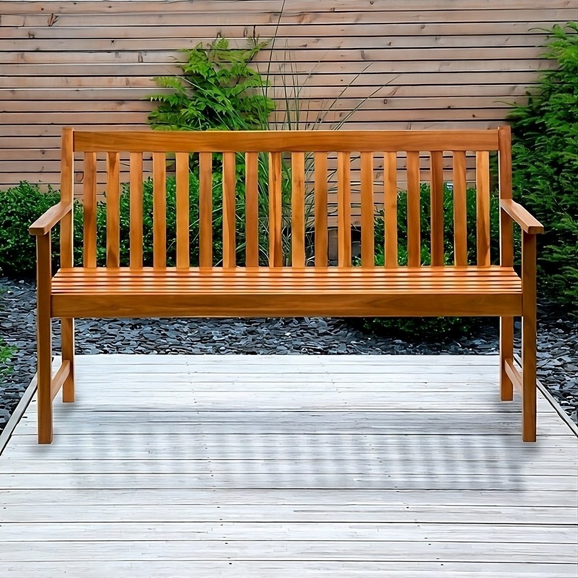 Drei-Sitzer, Holzbank aus Gartenbank Akazienholz massivem boho living®