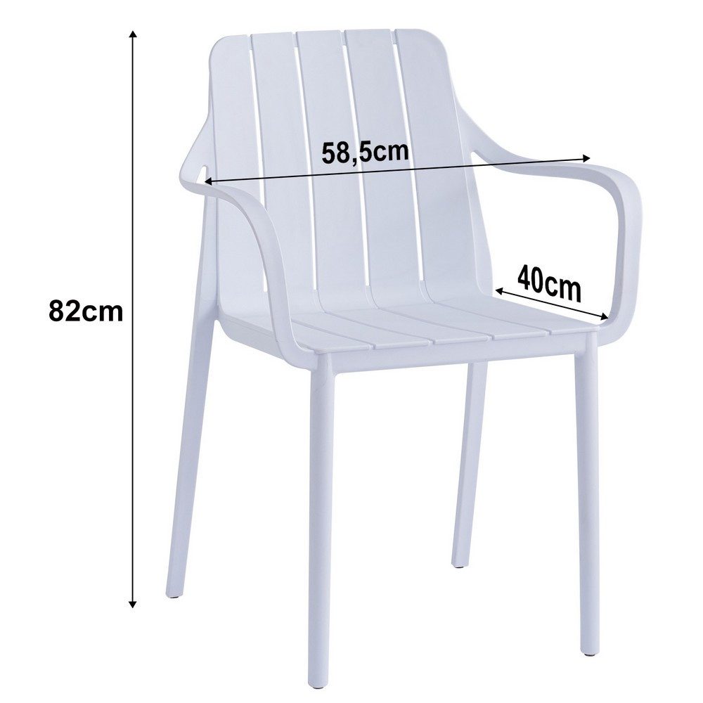 VORTIVO Gartenstuhl stapelbar – wetterfest, bis 200 kg, für Balkon, Terrasse & Esszimmer (Weiß Balkonset), Gartenset – 2 weiße Gartenstühle und 1 weißer Tisch