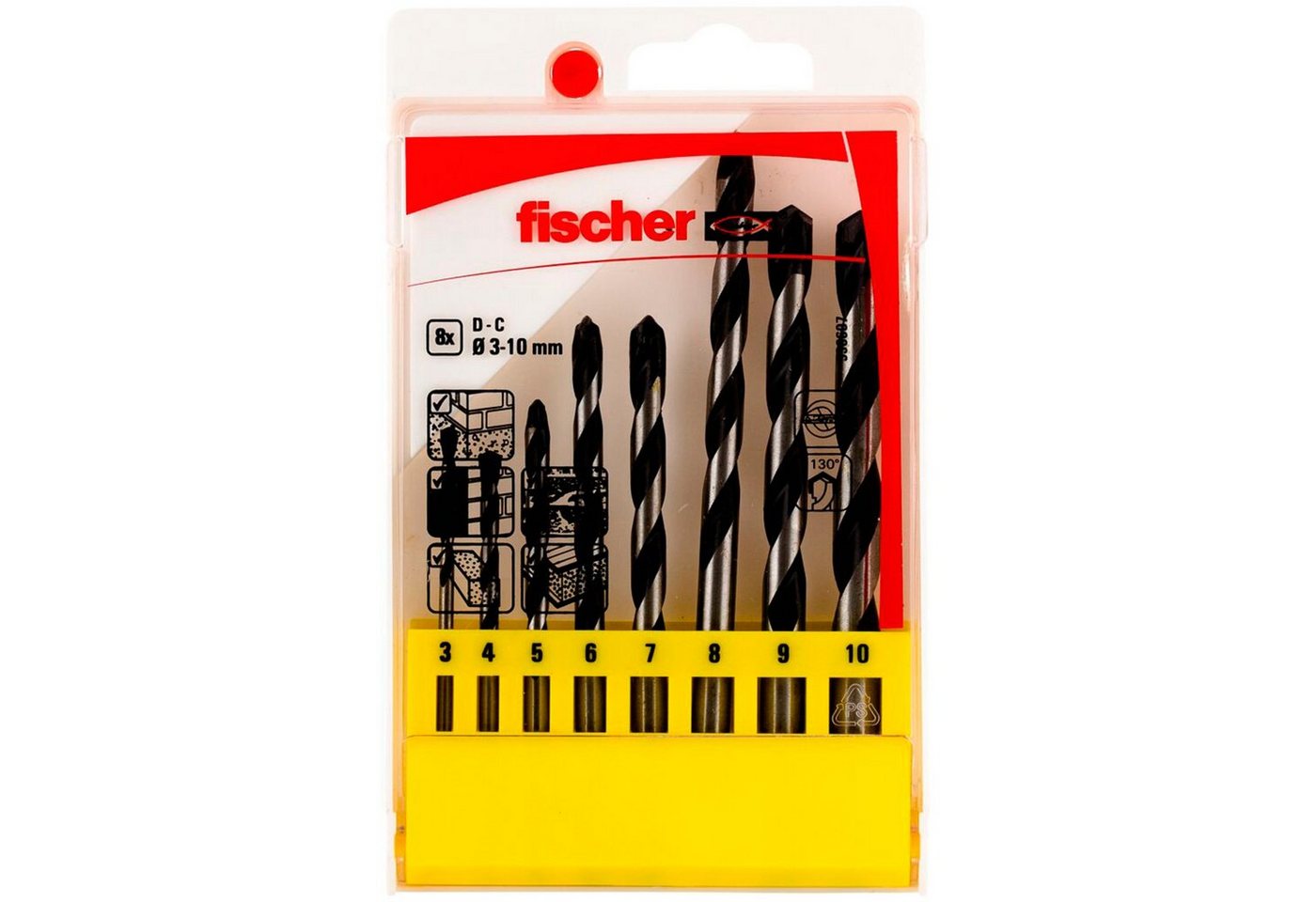 Fischer Bohrer- und Bitset fischer Betonbohrer-Satz CTS 8, D-C Set, 3-10mm