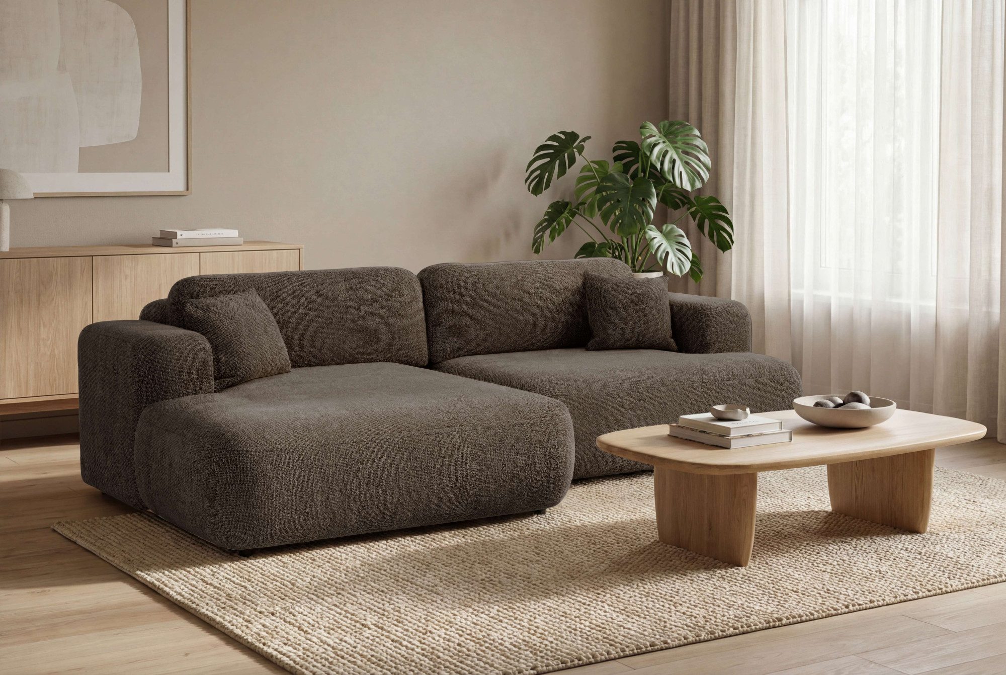 OTTO home Ecksofa VEEVIA L-Form, Schlafsofa, Verlässliche Qualität, Breite 256cm, mit Bettkasten, belastbar bis 480kg, inklusive Rücken- und Zierkissen