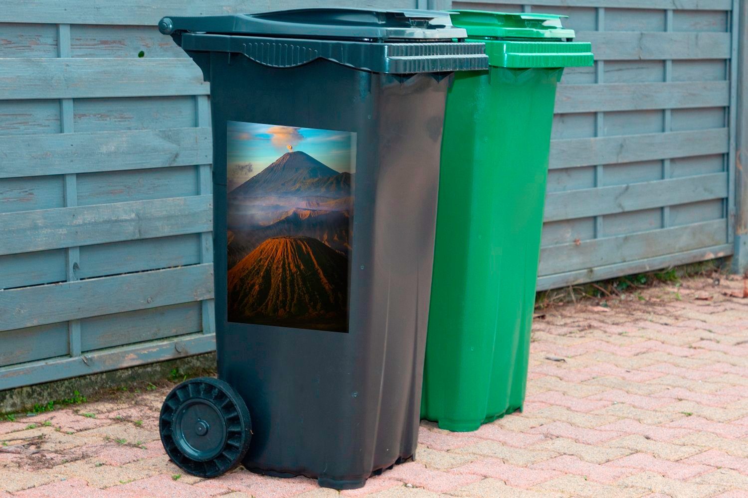 Mülleimer-aufkleber, Die MuchoWow Wandsticker Container, Vulkan Natur Abfalbehälter Sticker, (1 am Mülltonne, St),