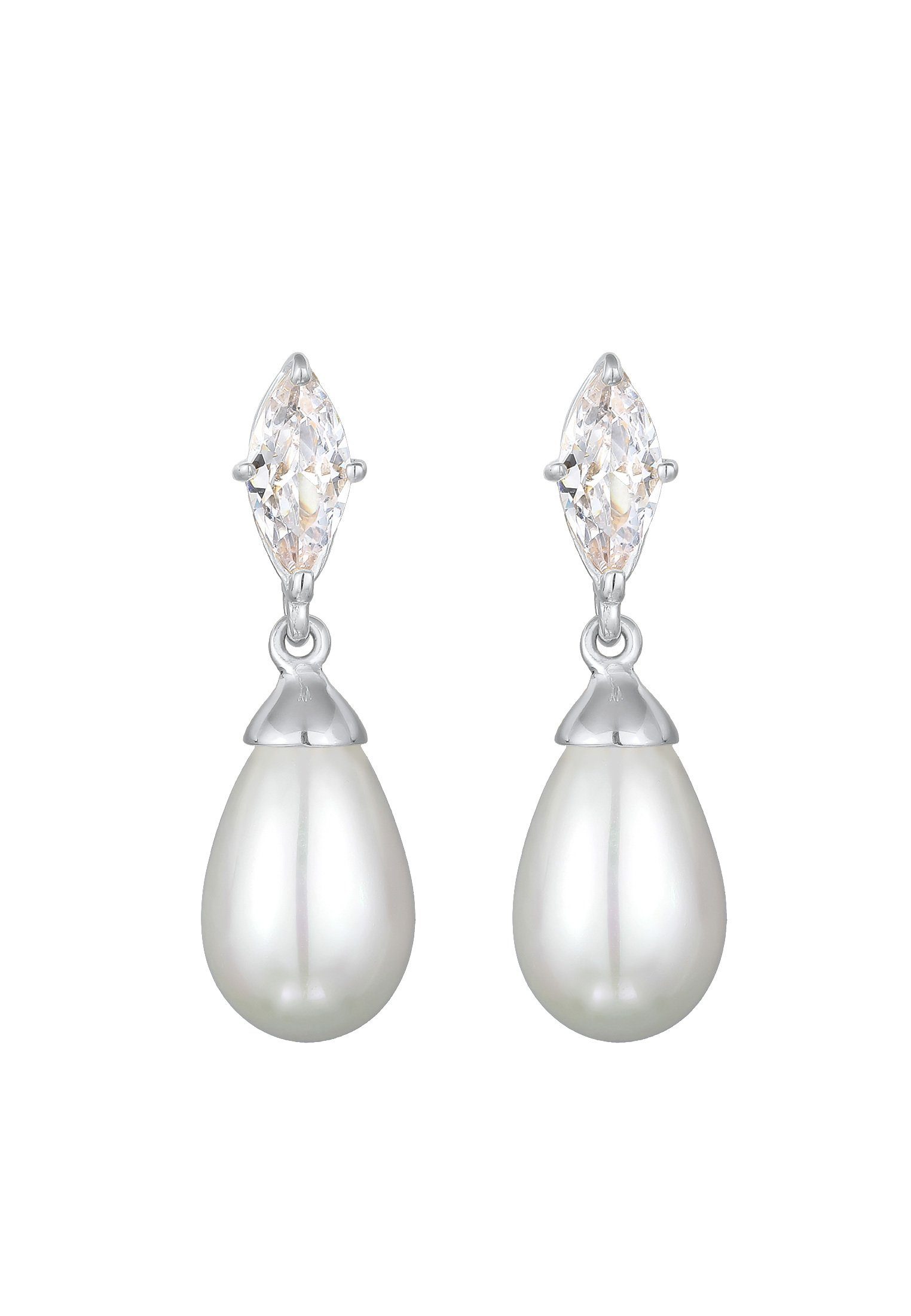 Elli Perlenohrringe Zirkonia Muschelkernperle Tropfen 925 Silber