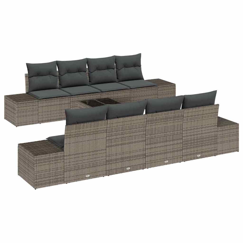 vidaXL Loungesofa Sofa Set mit Kissen 7 pcs Grau Poly Rattan, 7 Teile
