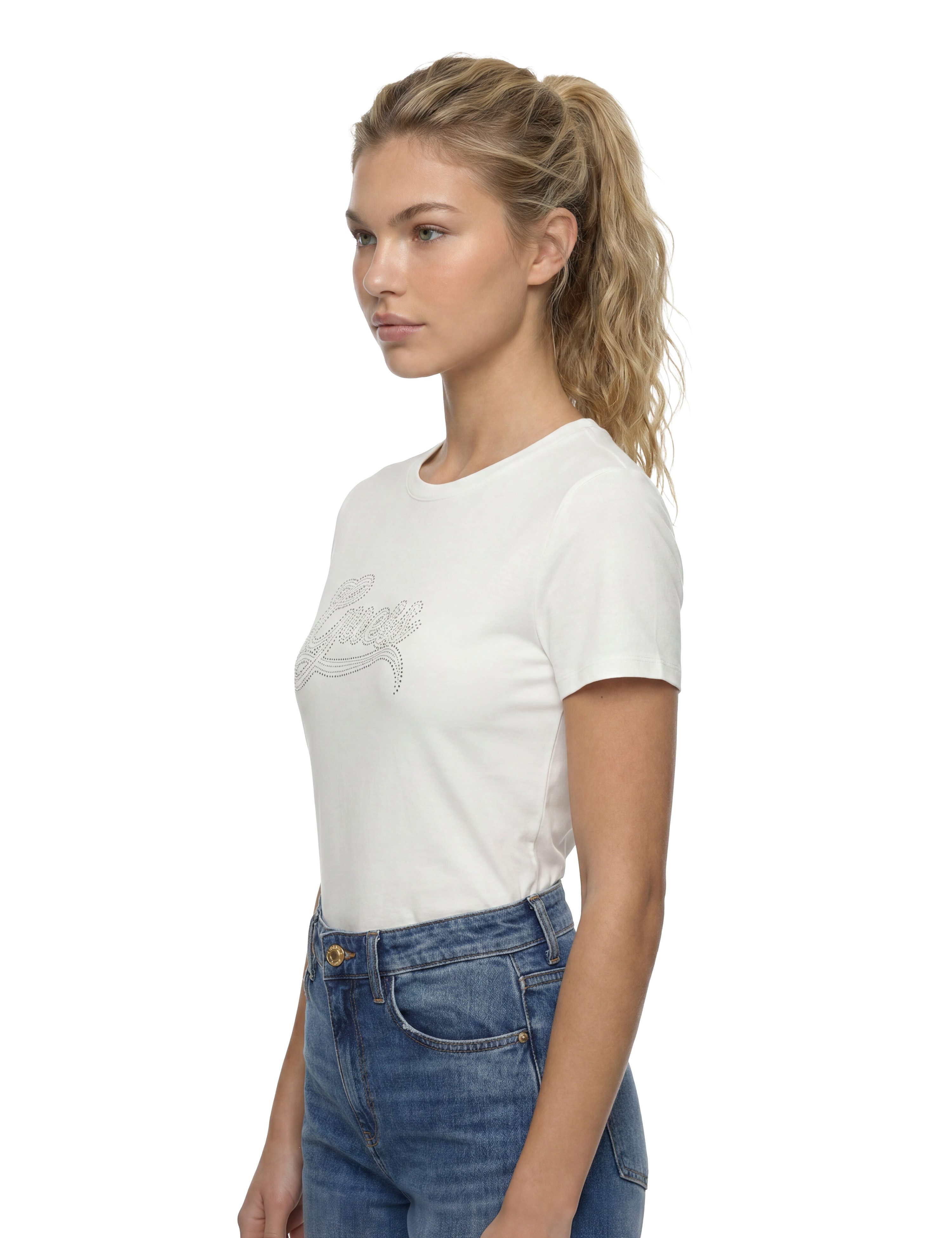 Guess T-Shirt SS GUESS STUD LOGO EASY TEE mit Nietenbesatz, Regular Fit – Bild 2 von 5