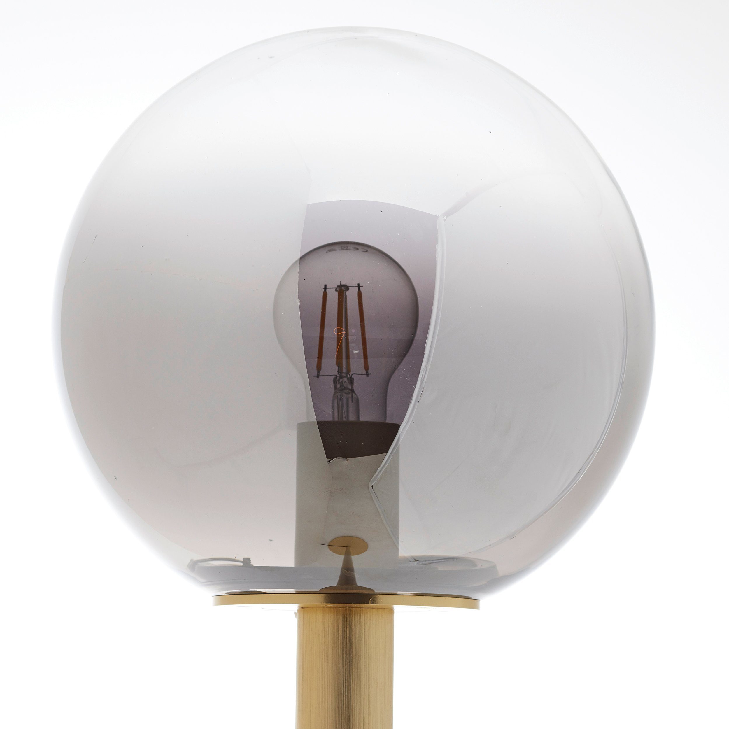 Leuchtmittel, E27, Lightbox Ø Standleuchte, 146 goldfarben Metall/Rauchglas, ohne cm, 25 cm, Stehlampe,