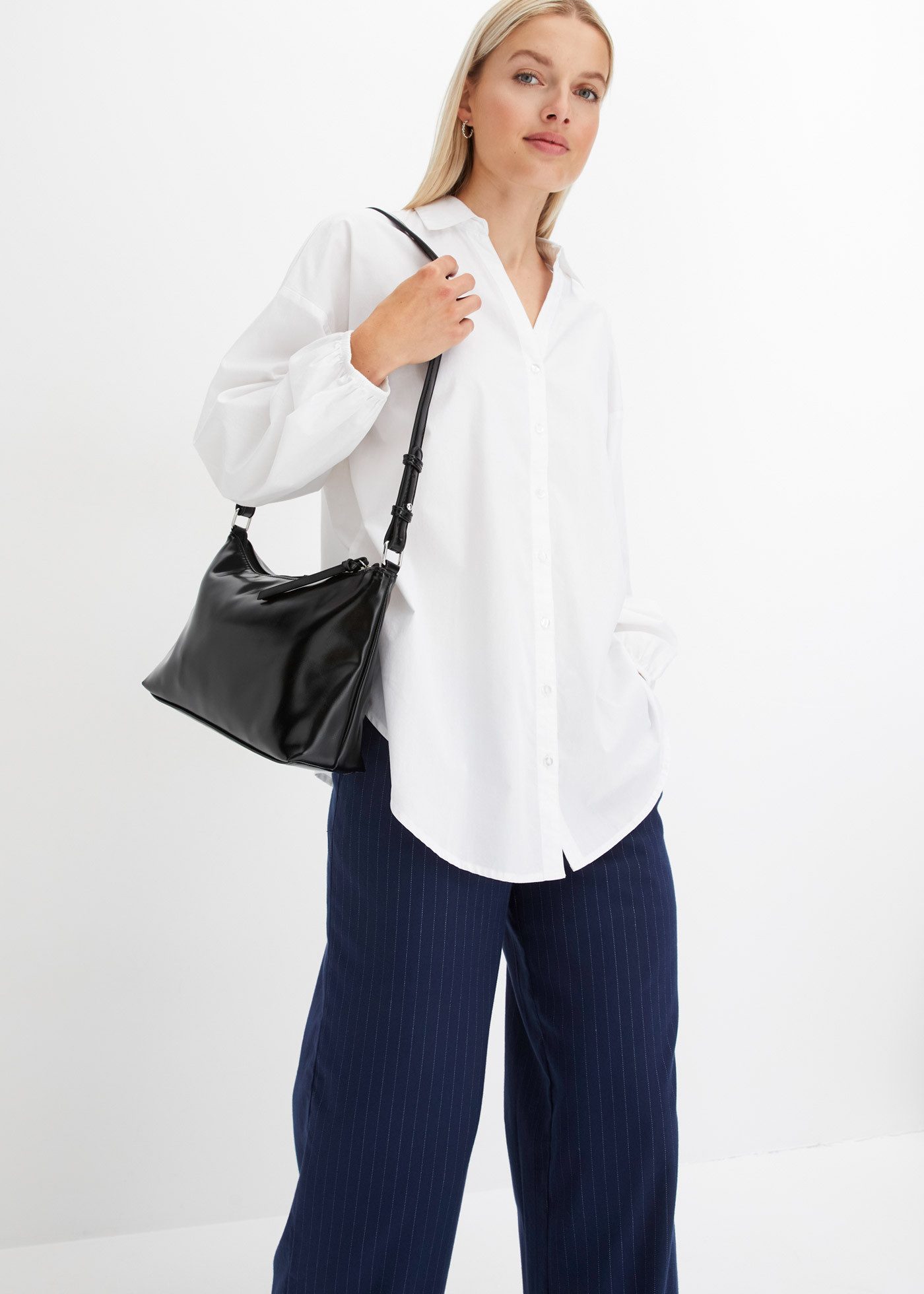 bonprix Langarmbluse Oversize-Bluse aus reiner Baumwolle günstig online kaufen