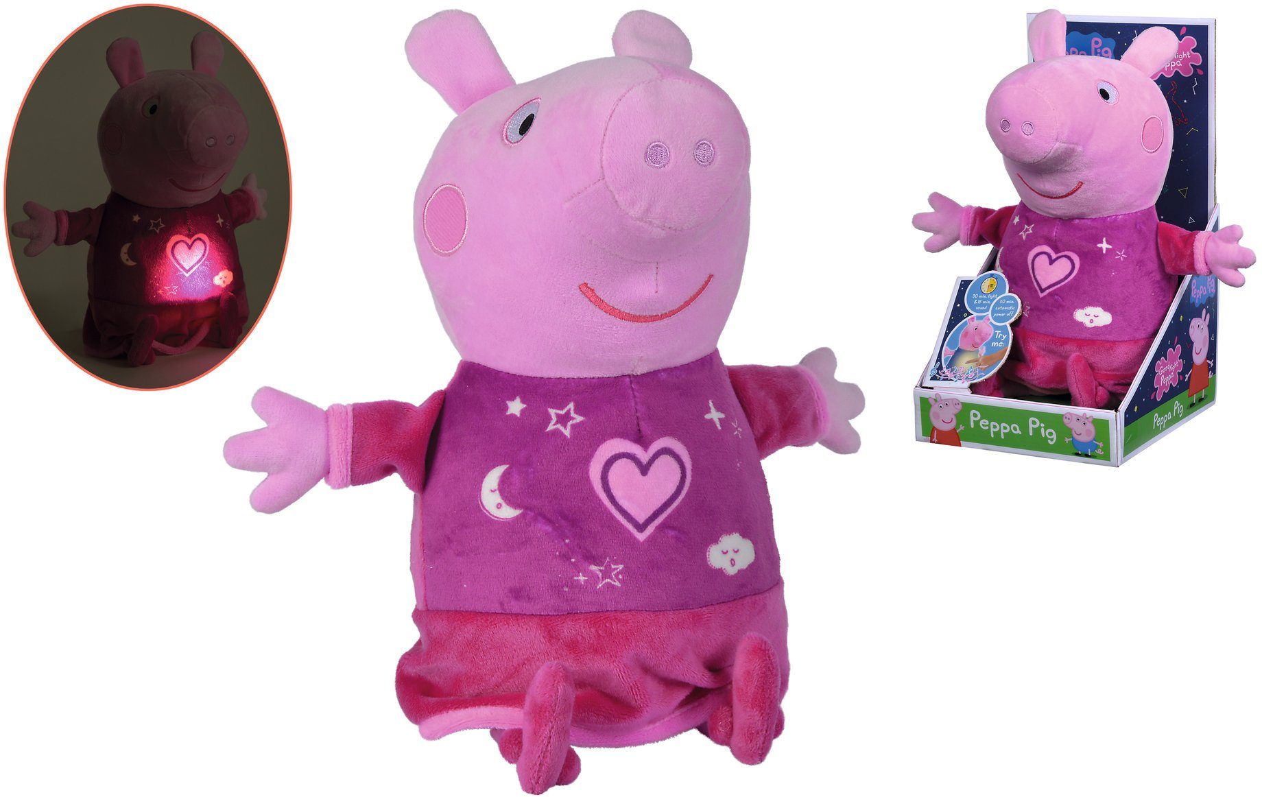 Peppa Schlummerlicht Gute mit und Nacht Pig, SIMBA Plüschfigur Sound Peppa,