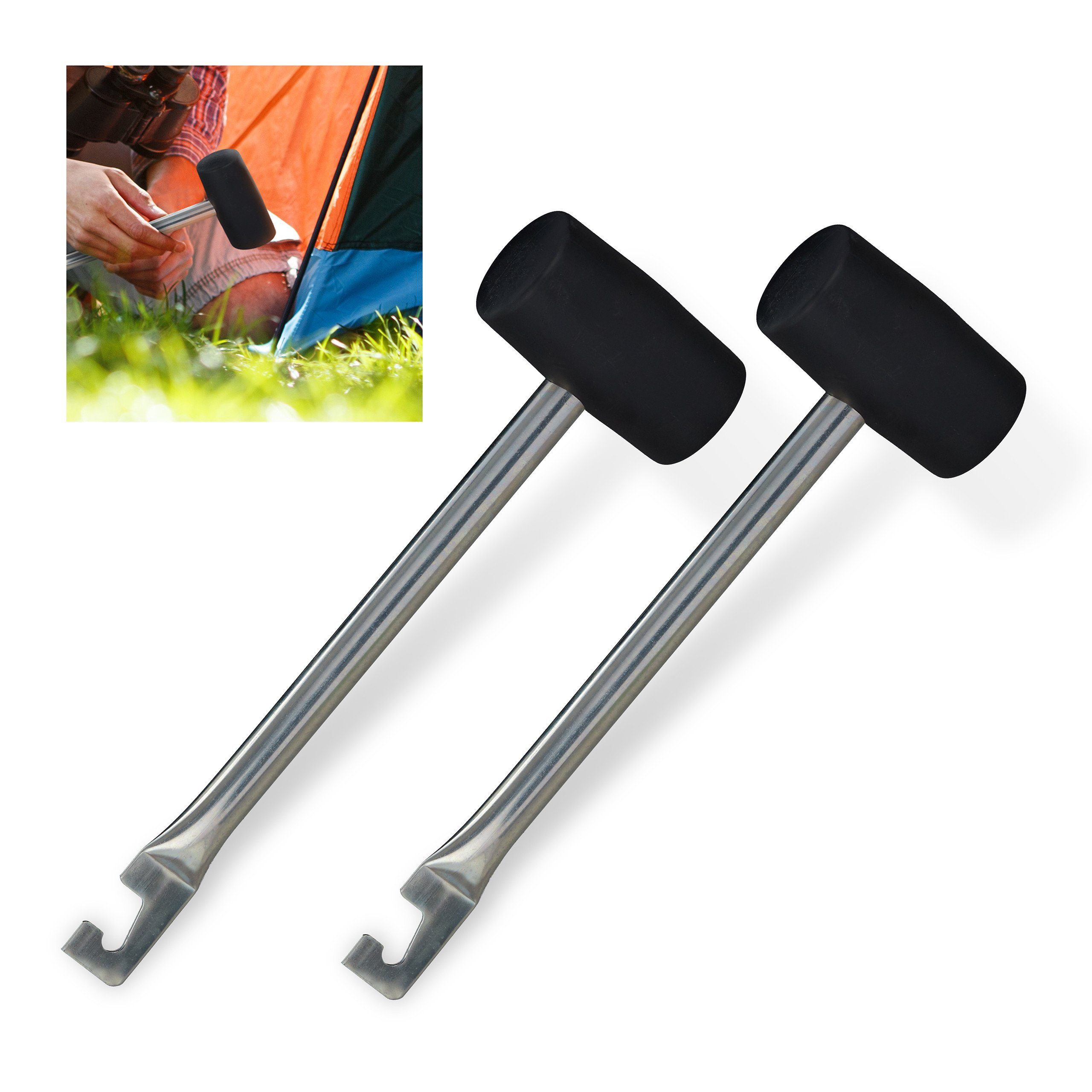 relaxdays Gummihammer Camping Hammer Set mit Heringsauszieher