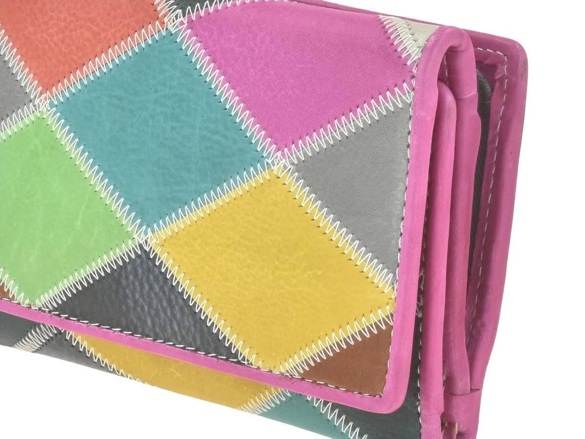 Greenburry Geldbörse "Candy Shop" Portemonnaie Leder bunt 14x9cm, mit 11 Kartenfächern und Reißverschluss-Münzfach