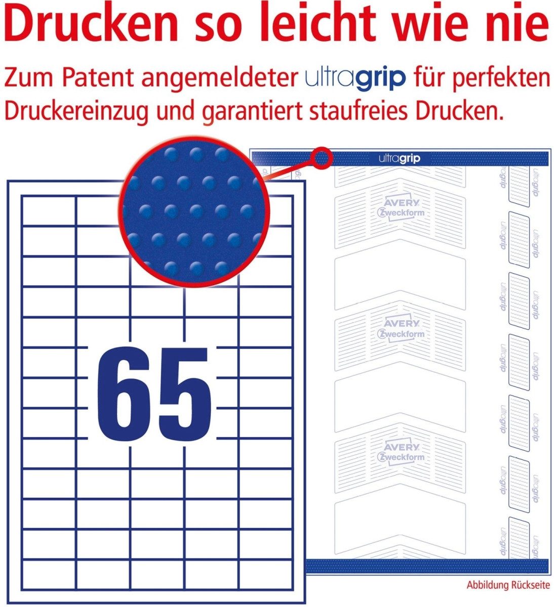 Thumbnail - Avery Zweckform Etiketten Universal-Etiketten ultragrip 38x21,2 mm VE=1.950 Etiketten / 30 Bogen