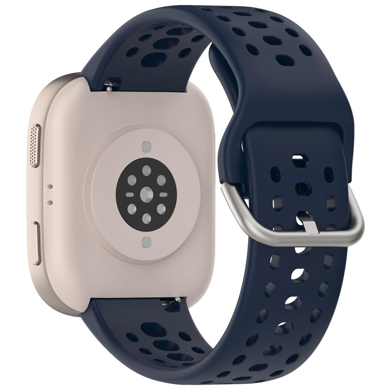 Wigento Smartwatch-Armband Für Amazfit Bip 6 Schnellverschluss Design Silikon Ersatz Armband Blau, Silikonarmband mit Quick Release Verschluss und Belüftungslöchern
