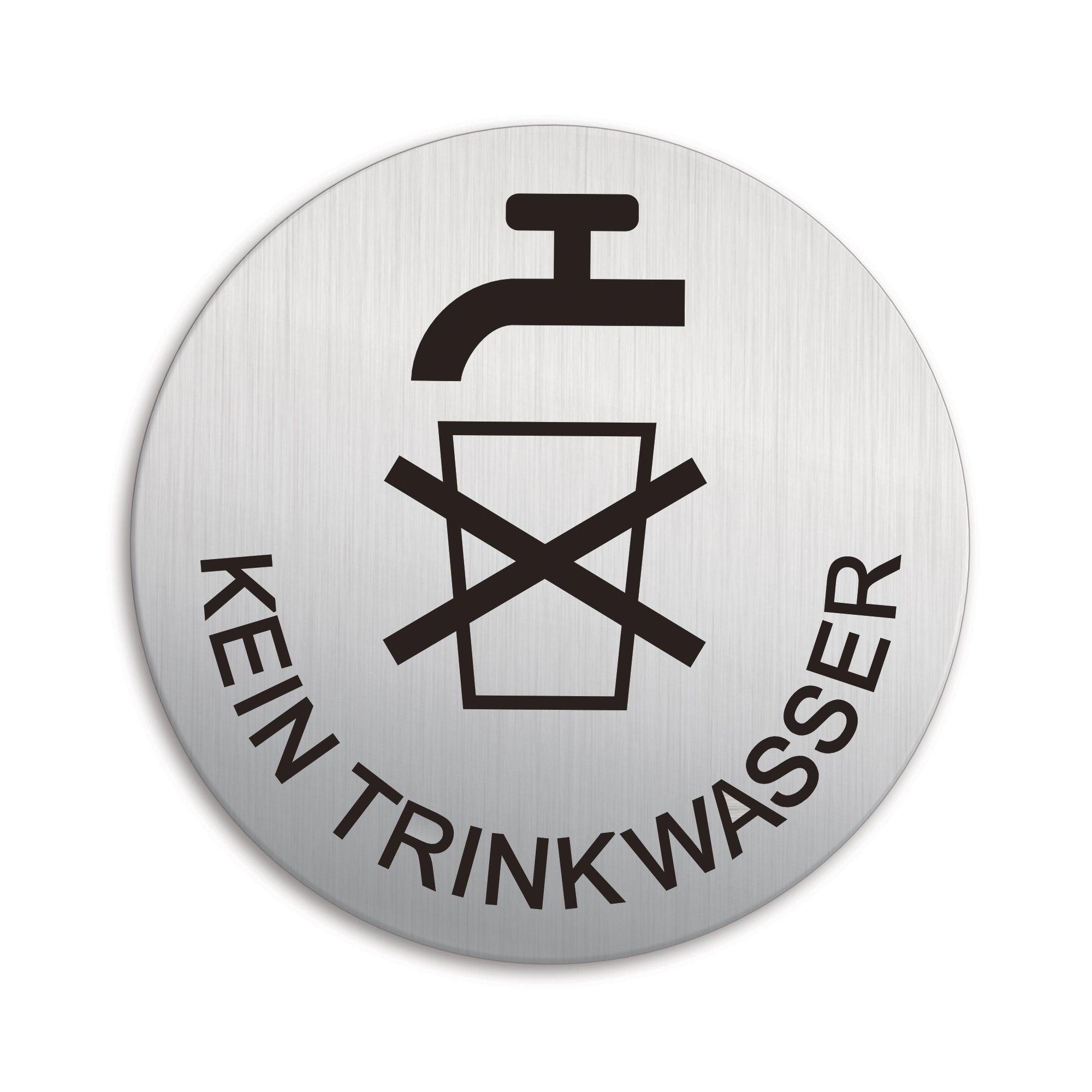 OFFORM DESIGN Hinweisschild Kein Trinkwasser Ø 100 mm Aluminium Edelstahloptik selbstklebend, (1 St)