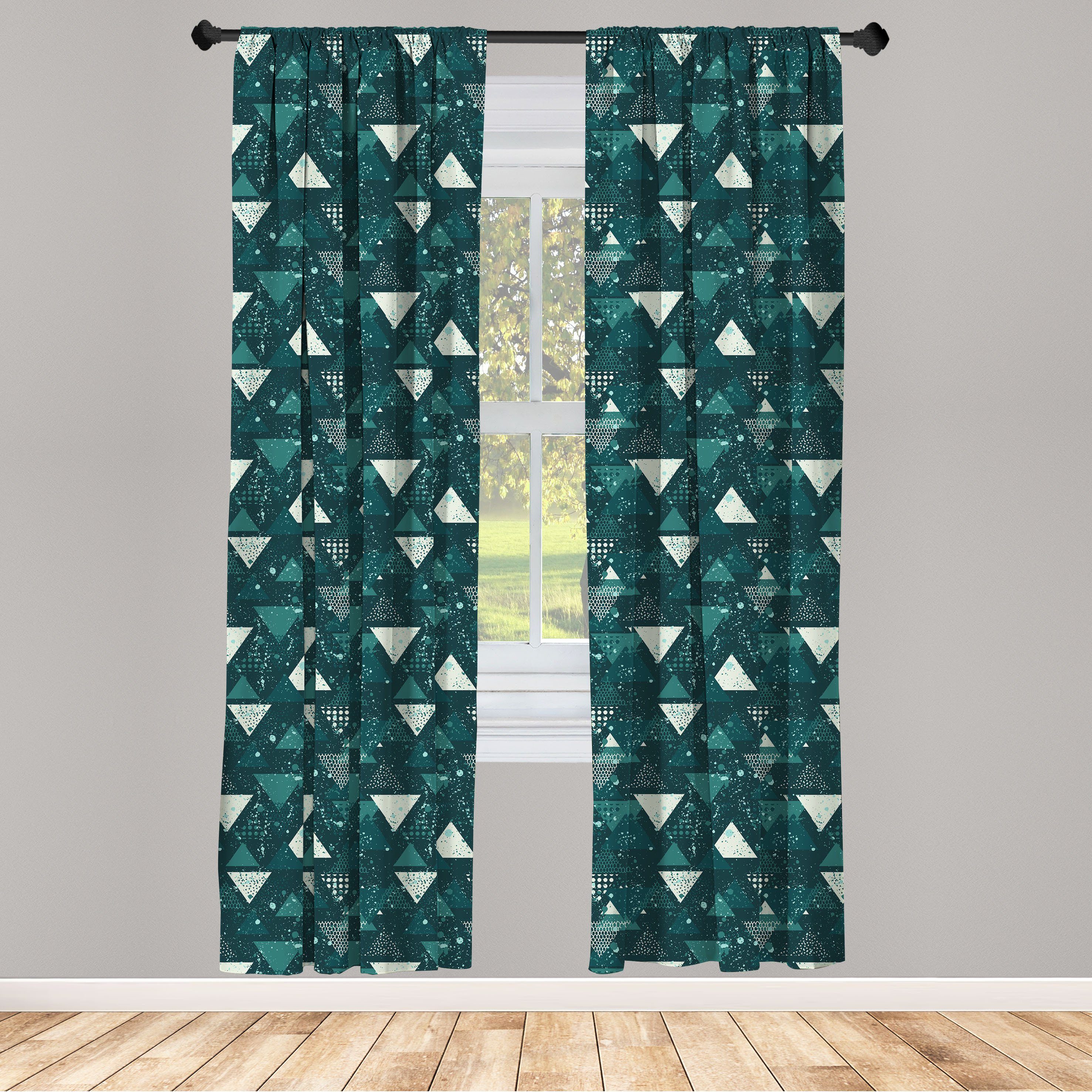 Gardine Vorhang für Wohnzimmer Schlafzimmer Dekor, Abakuhaus, Microfaser, Grunge Pinsel Verunstaltungen Triangles