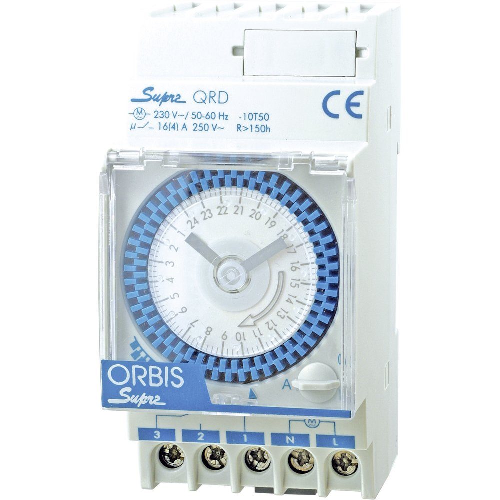 ORBIS Zeitschalttechnik Zeitschaltuhr ORBIS Zeitschalttechnik SUPRA QRS 230V Hutschienen-Zeitschaltuhr analo, SUPRA QRS 230V