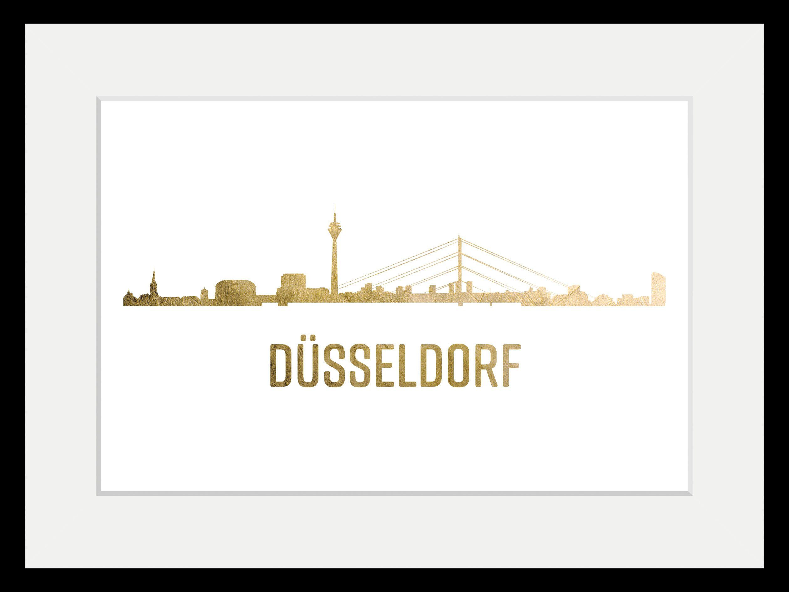St) (1 Düsseldorf Städte Skyline GOLD, Bild queence