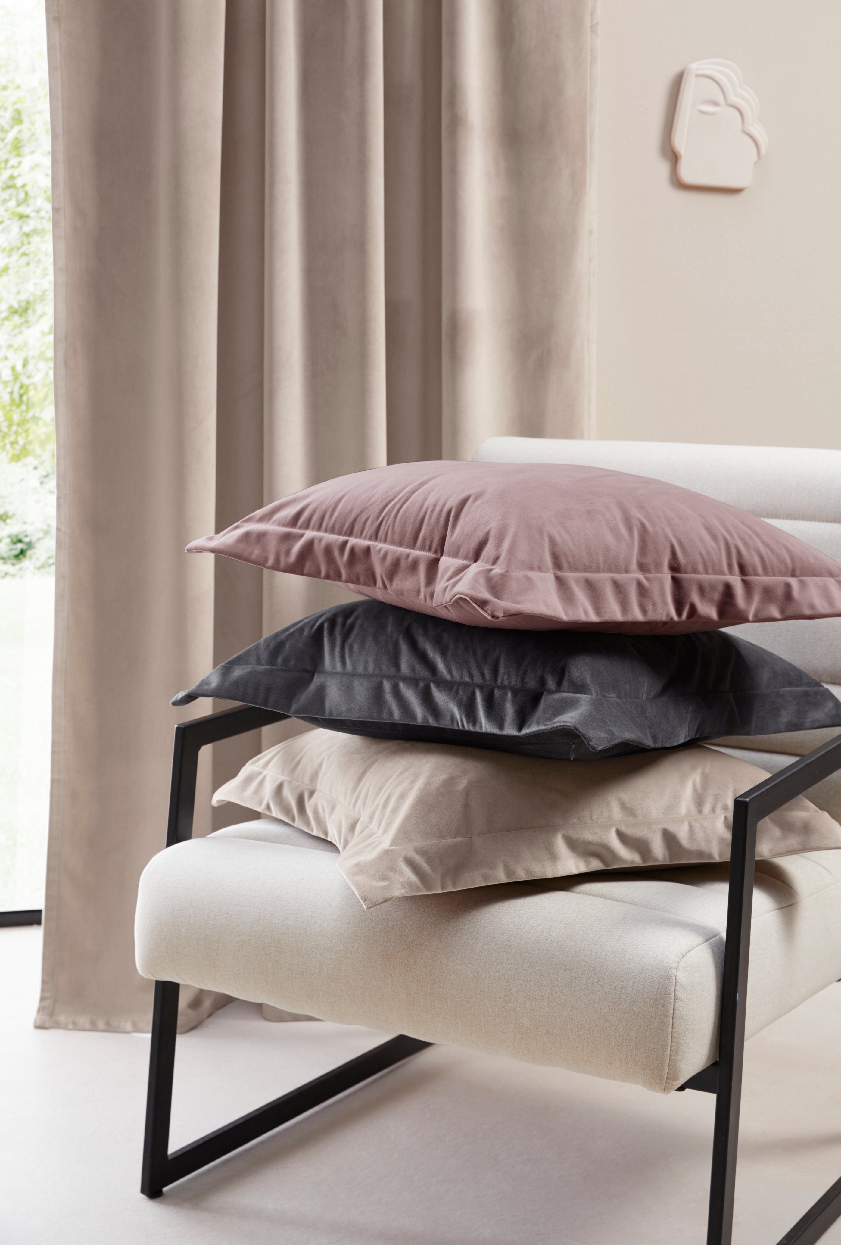 LeGer Home by Lena Gercke Dekokissen Samt Ladina, mit Stehsaum, Kissenhülle günstig online kaufen