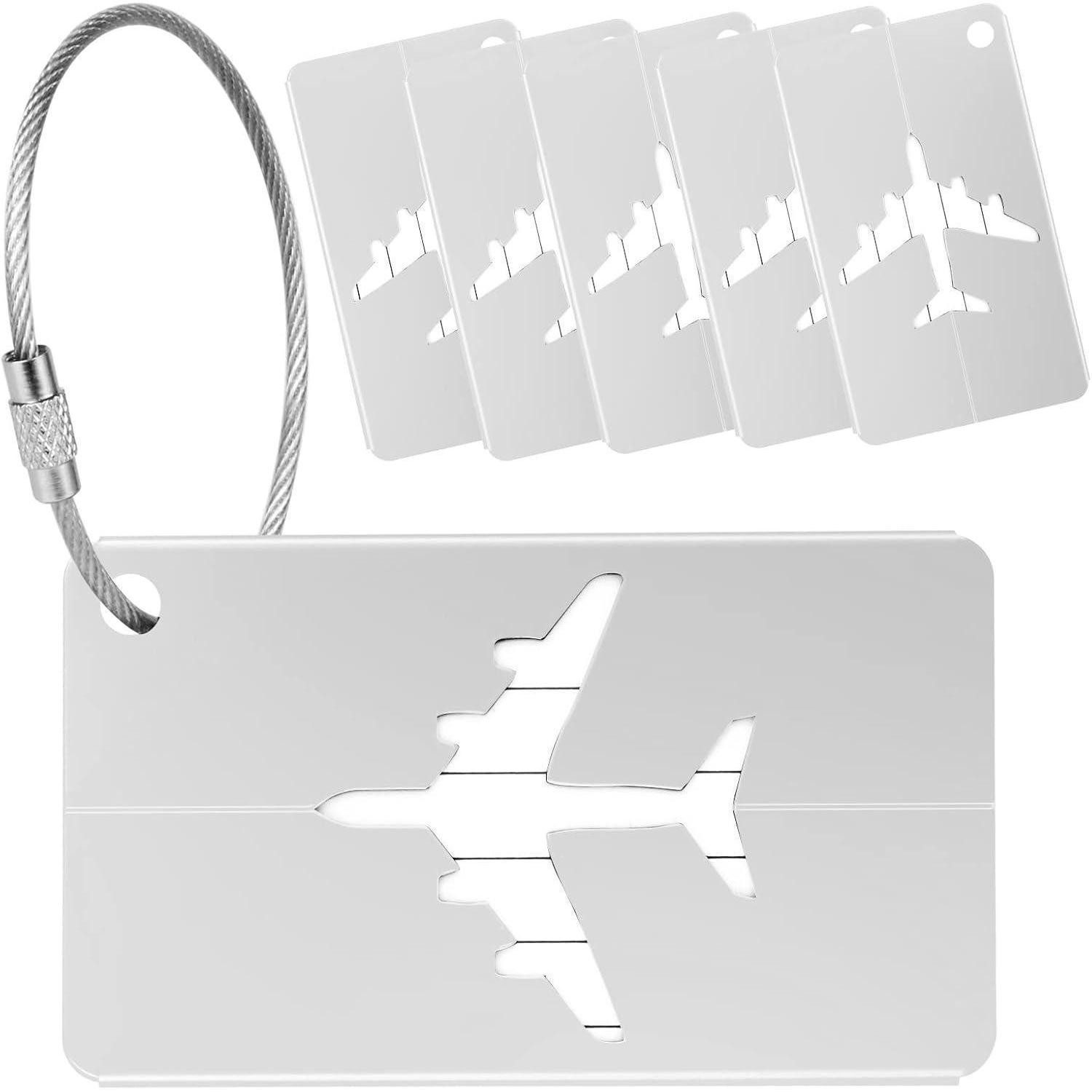 LuxusKollektion Gepäckanhänger Kofferanhänger 6er Set Aluminium Gepäckanhänger mit Edelstahlkabel