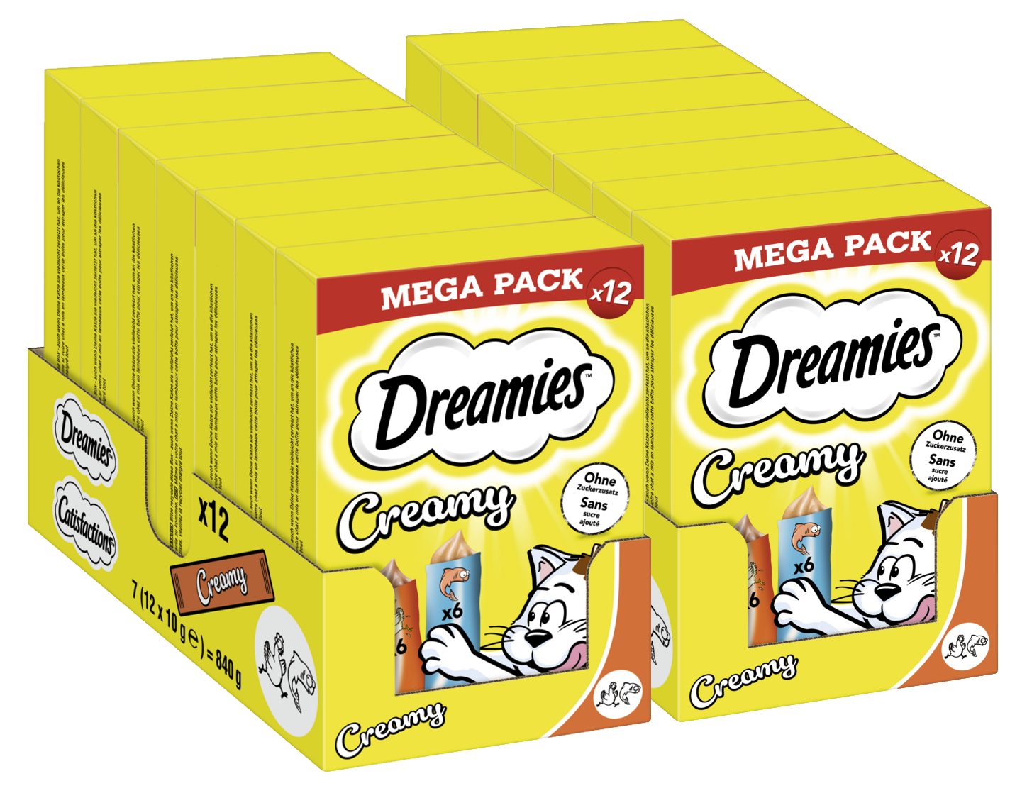 Dreamies DREAMIES™ CREAMY Multipack Huhn & Lachs 14 x 12 x 10g, Snack für: Katze