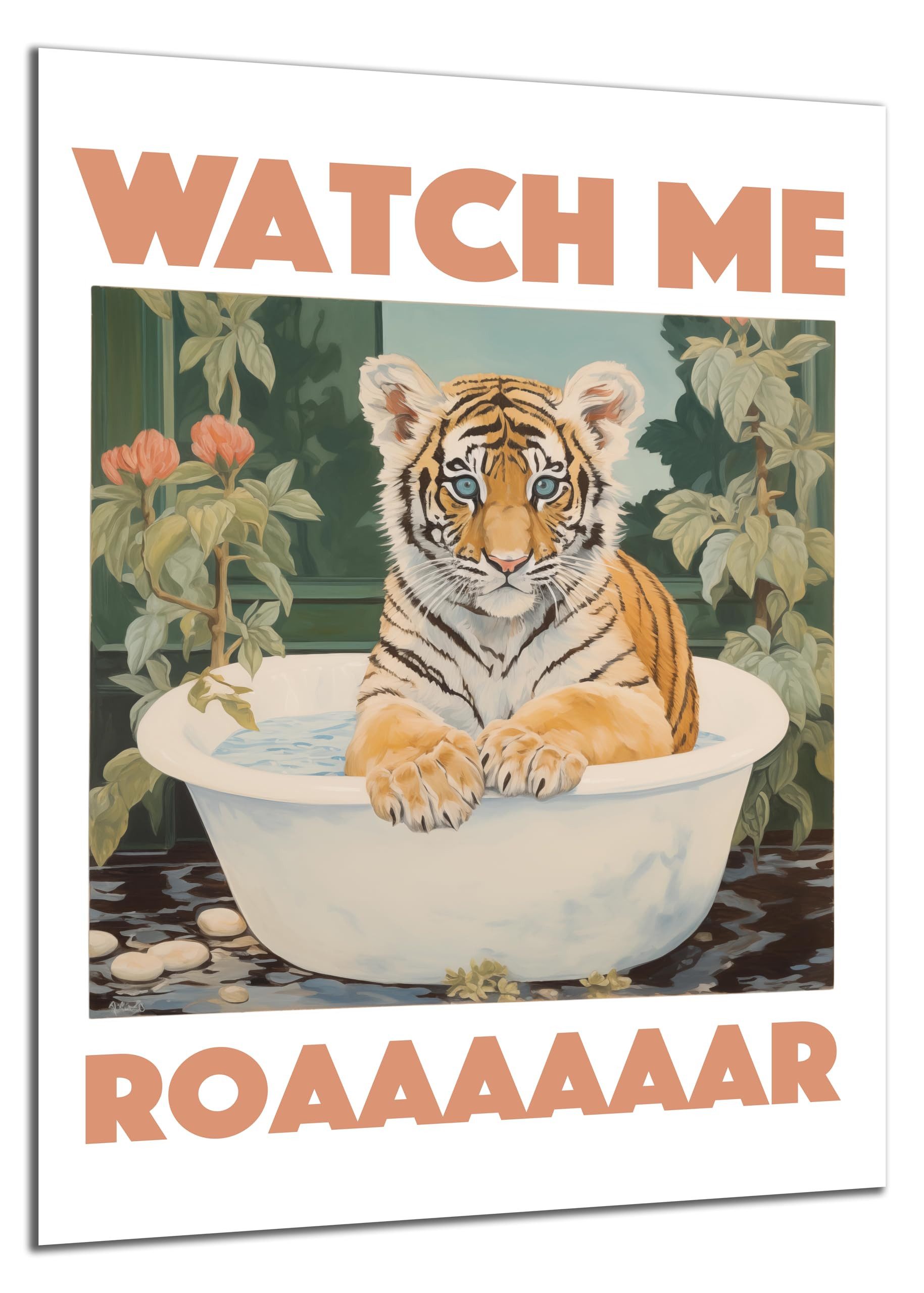 DARO Design Wandbild Modern Abstrakt Leinwandbild Wandbilder Wand Deko Bilder, (Abstrakt Tiger Badewanne - Bild groß Wohnzimmer Schlafzimmer Esszimmer Büro Flur Einteilig Hochformat Fotodruck Modern Abstrakt Kunst), 84x56 cm