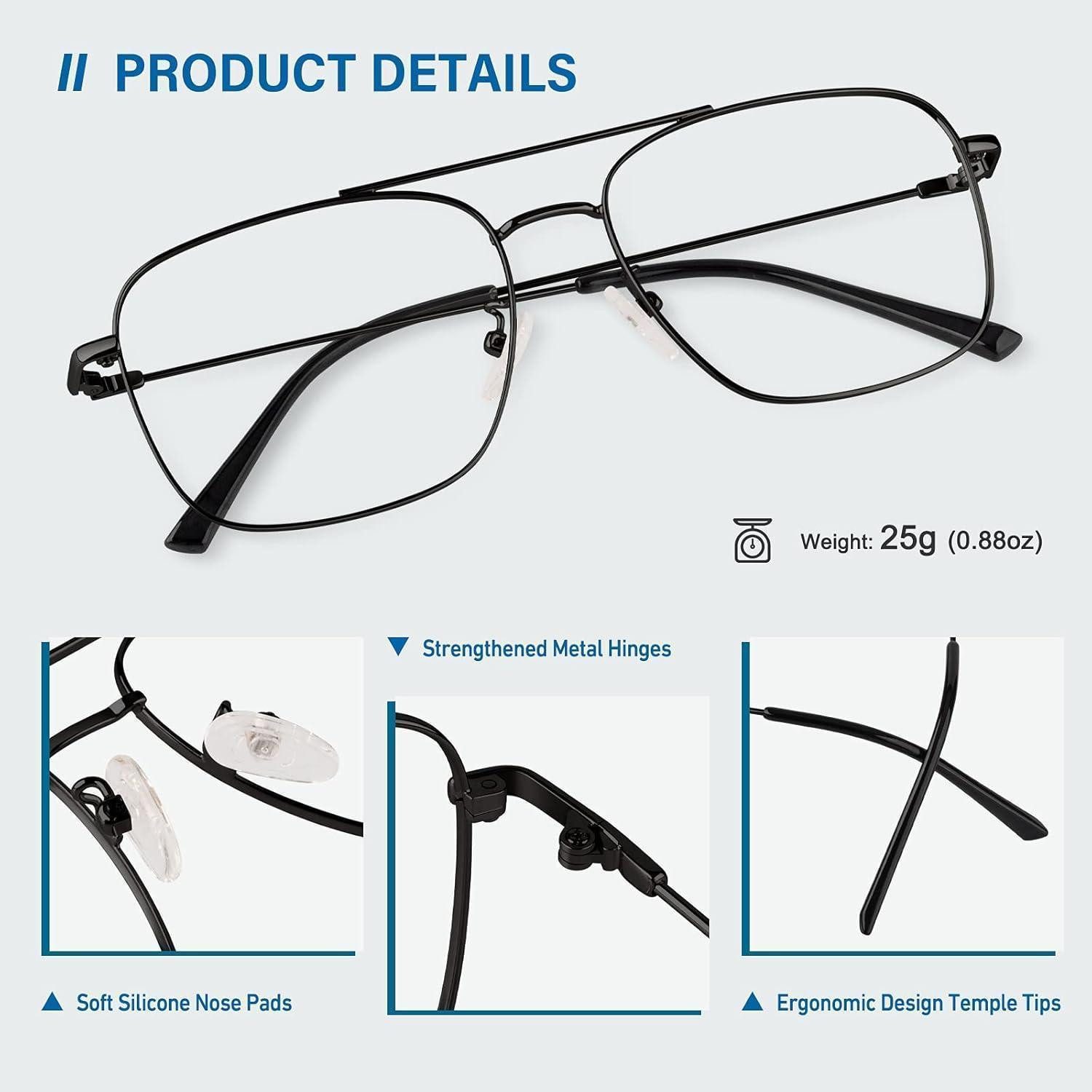 LuxusKollektion Brillengestell Brille Pilot Retro Metallrahmen UV400 Damen Herren 2 Schwarz