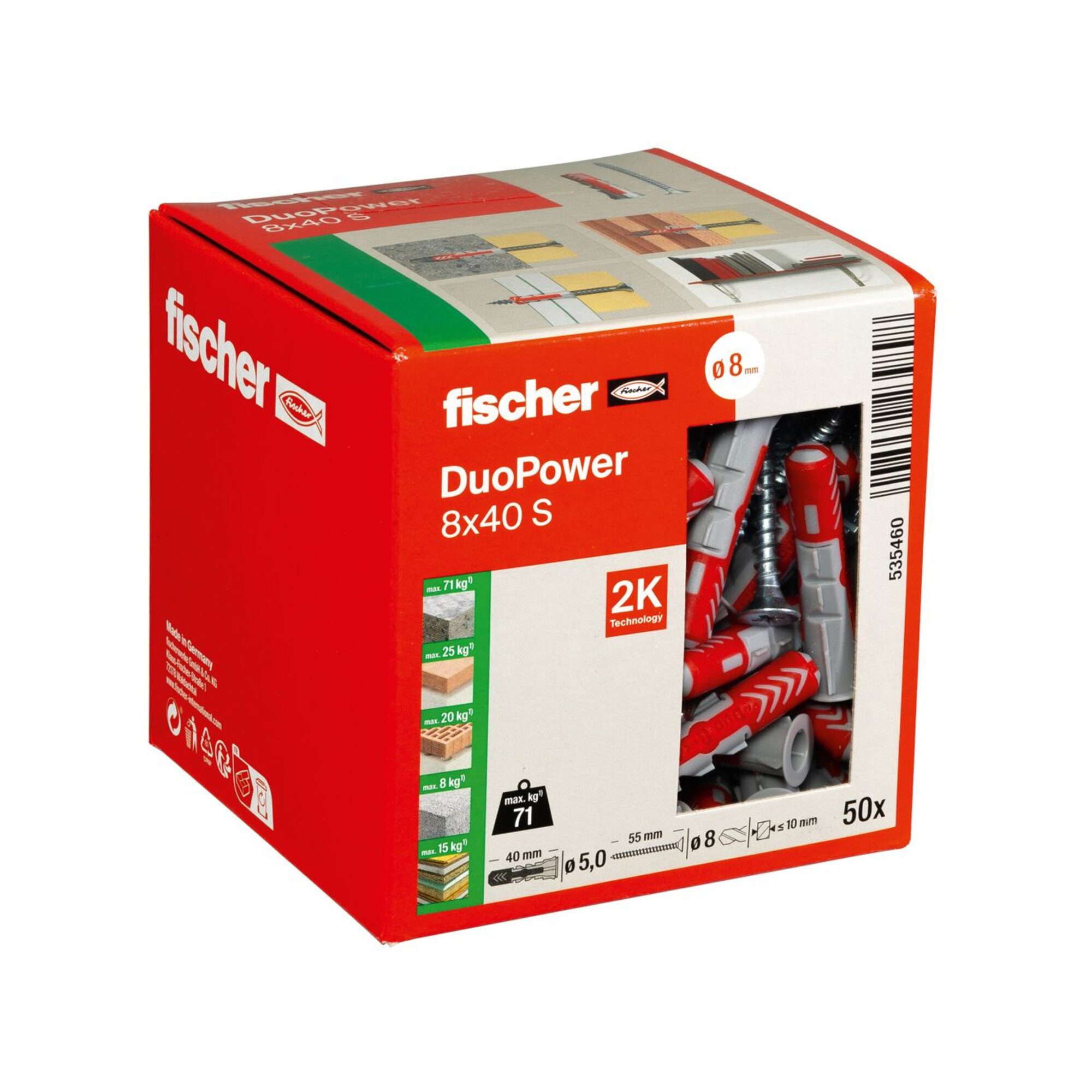 fischer Universaldübel fischer DUOPOWER 8x40 S LD 50 Stk