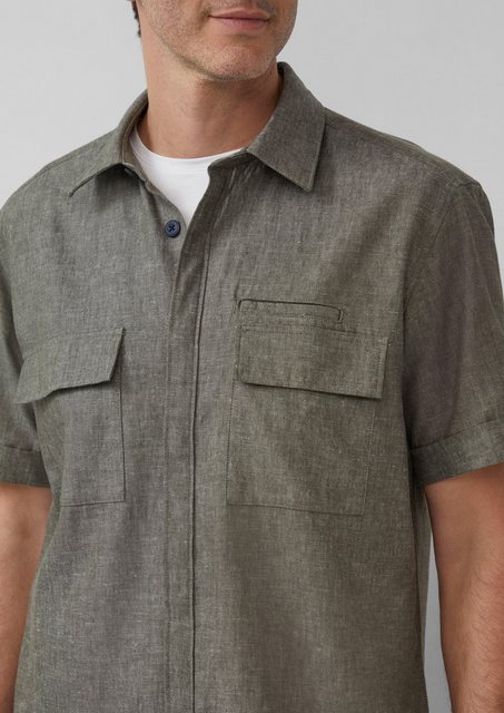 s.Oliver BLACK LABEL Kurzarmhemd Regular Fit: Kurzarmhemd aus Leinenmix günstig online kaufen