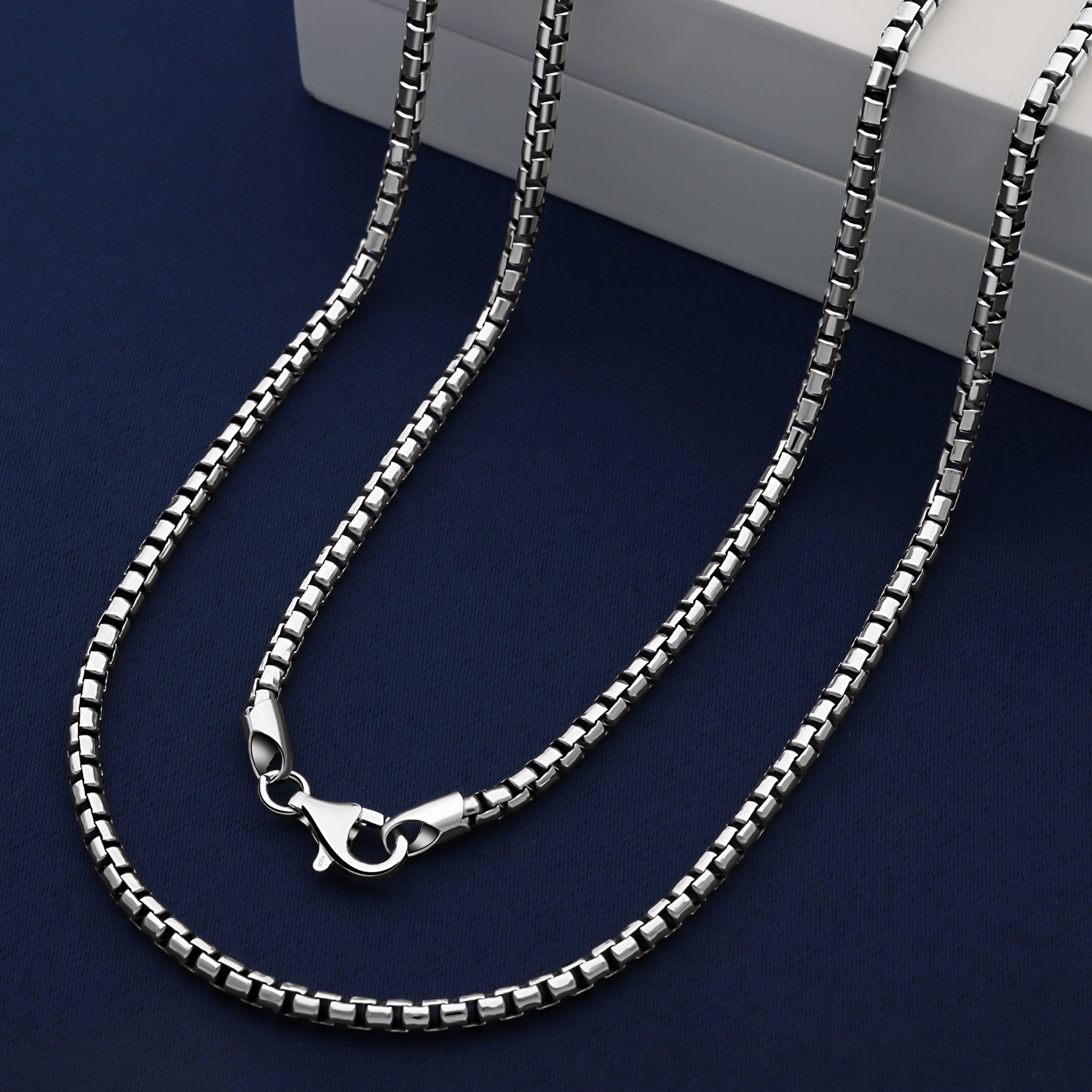 Silberkette Venezianerkette 3mm 925er Silber Rhodiniert Hochglanzpoliert