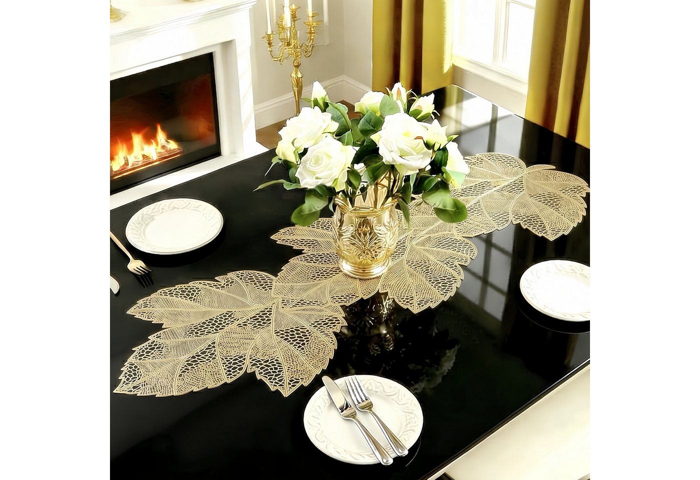 FOUORTUNATE-BEE Tischläufer Tischläufer mit Ahornblatt-Design, abwischbar & hitzebeständig, Ahornblatt-Tischläufer für Hochzeit, Feste und Herbstdeko