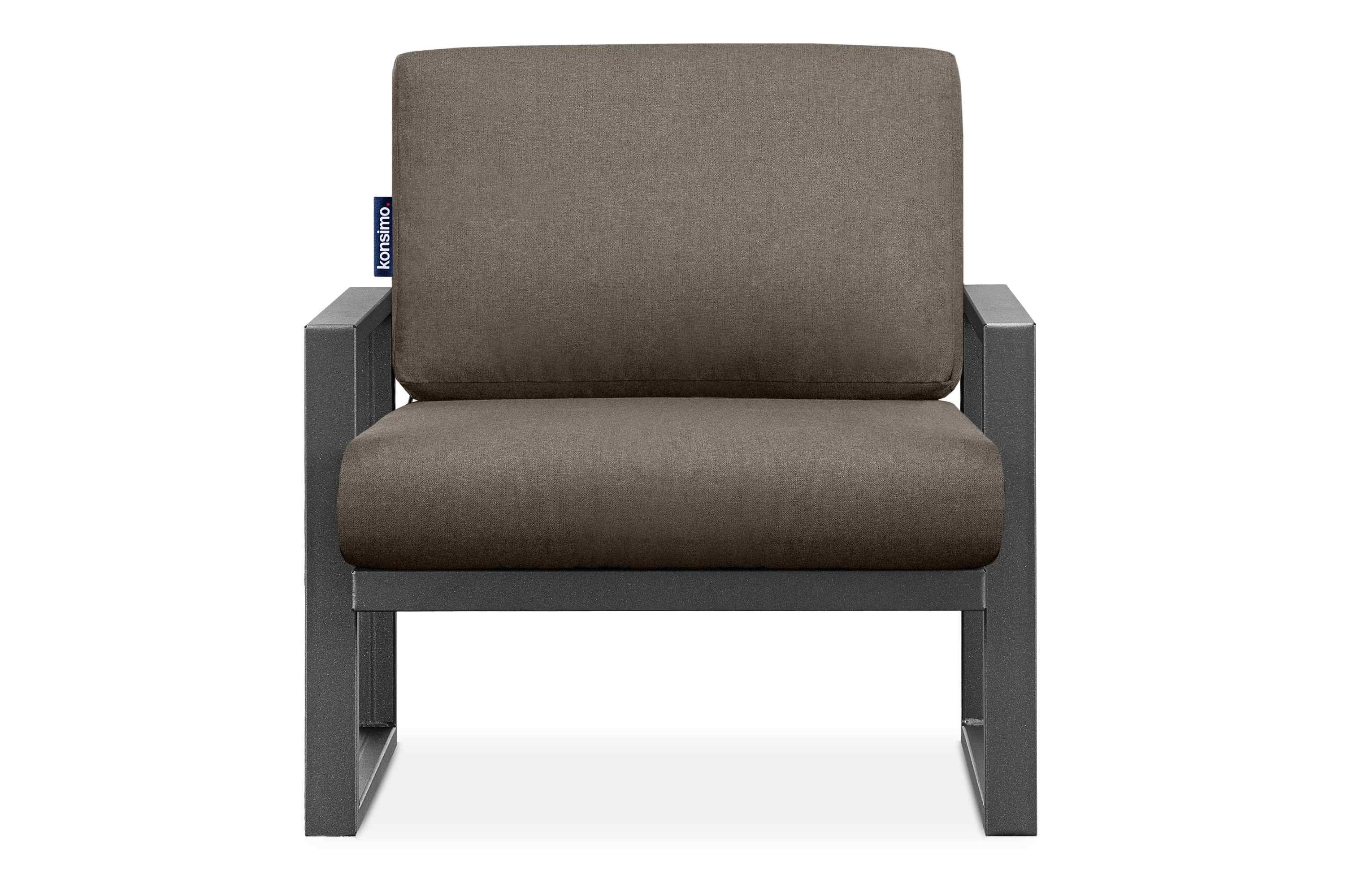Konsimo Sitz- wasserabweisend, und pflegeleicht, (1x Gartensessel anthrazit/beige Sessel), schmutz- bequeme FRENA und Rückenkissen, Garten-Sessel UV-Beständigkeit