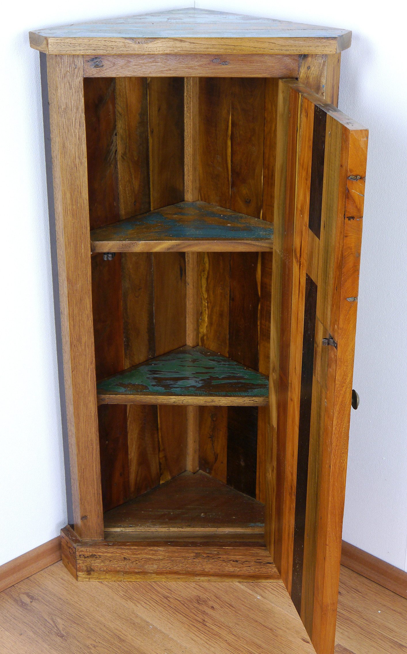 livasia Eckschrank Eckschrank mit 3 Fächern aus Java, recyceltes Teakholz, günstig online kaufen